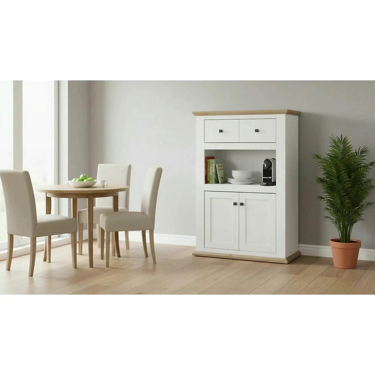 Comoda LEON MZ8, DTD laminat, alb/stejar grand, 85x40x130 cm