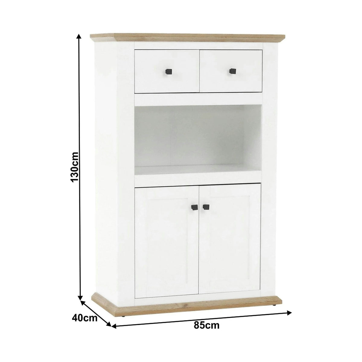 Comoda LEON MZ8, DTD laminat, alb/stejar grand, 85x40x130 cm