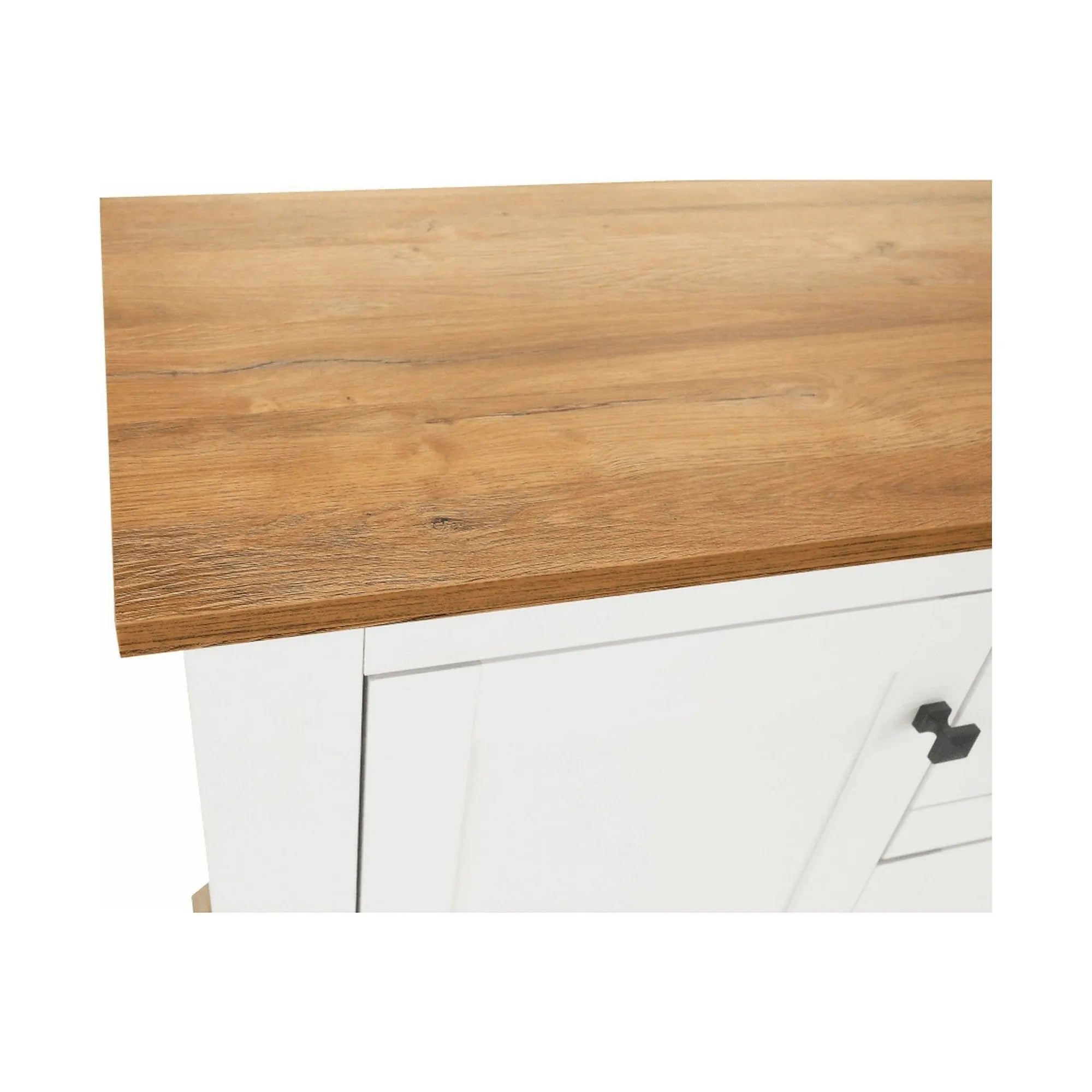 Comoda LEON MZ9, alb, stejar grand, PAL laminat/metal, 180x45x87 cm