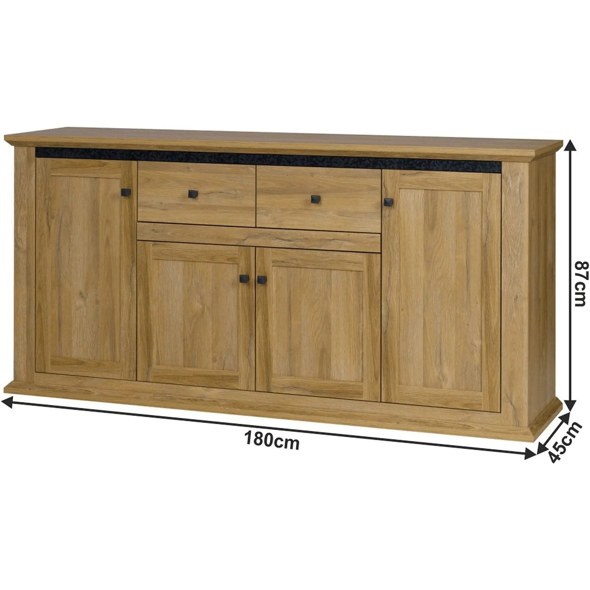 Comoda LEON MZ9, stejar grand, PAL laminat/metal, 180x45x87 cm