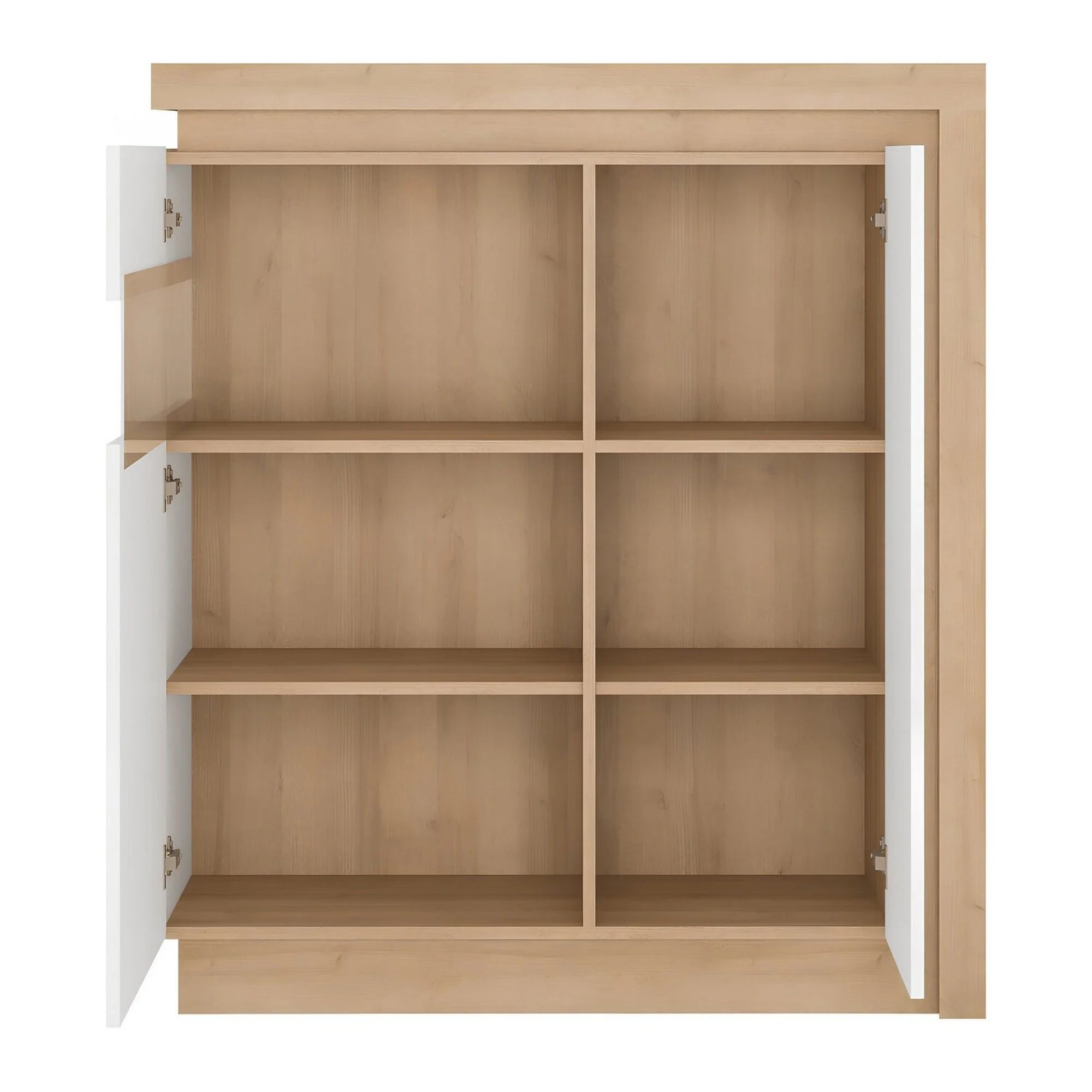 Comoda LEONARDO LYOV04L, DTD laminat, stejar riviera/alb lucios, 107x42x124 cm