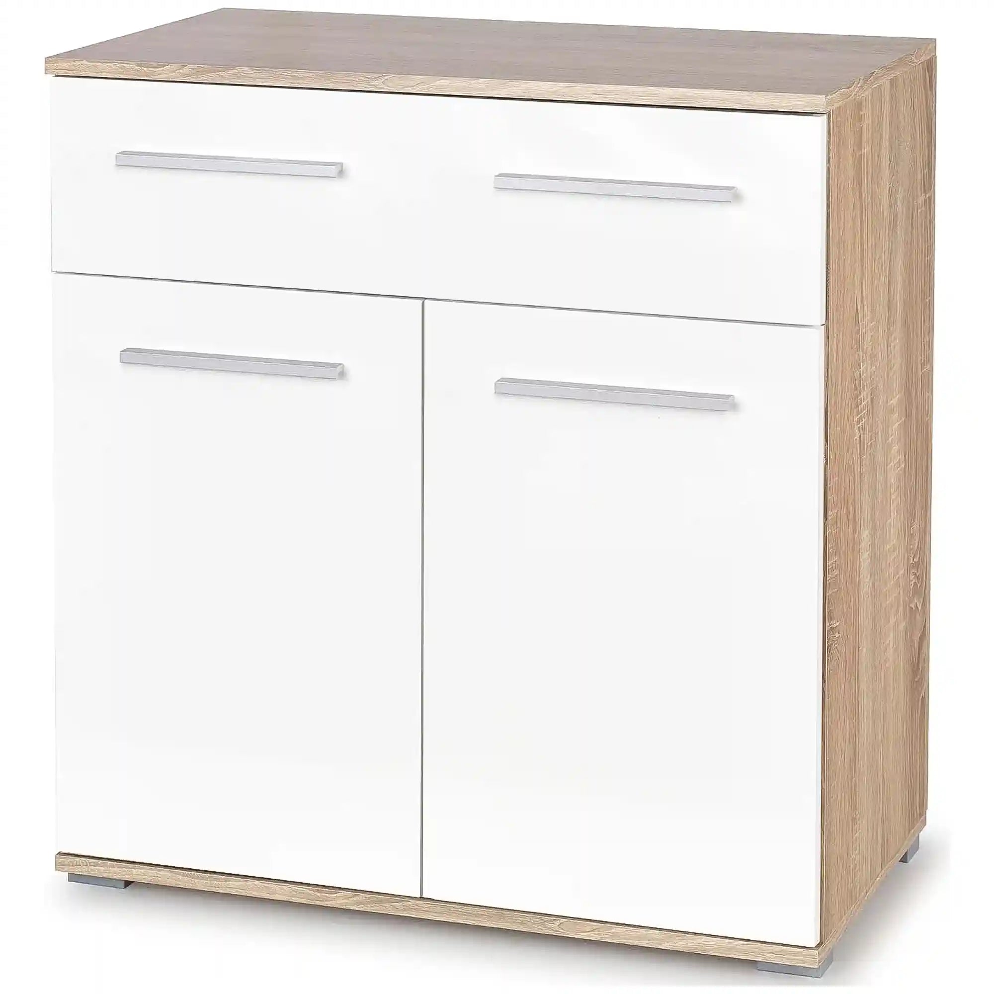 Comoda LIMA KM1, alb/stejar sonoma, PAL, 77x40x82 cm