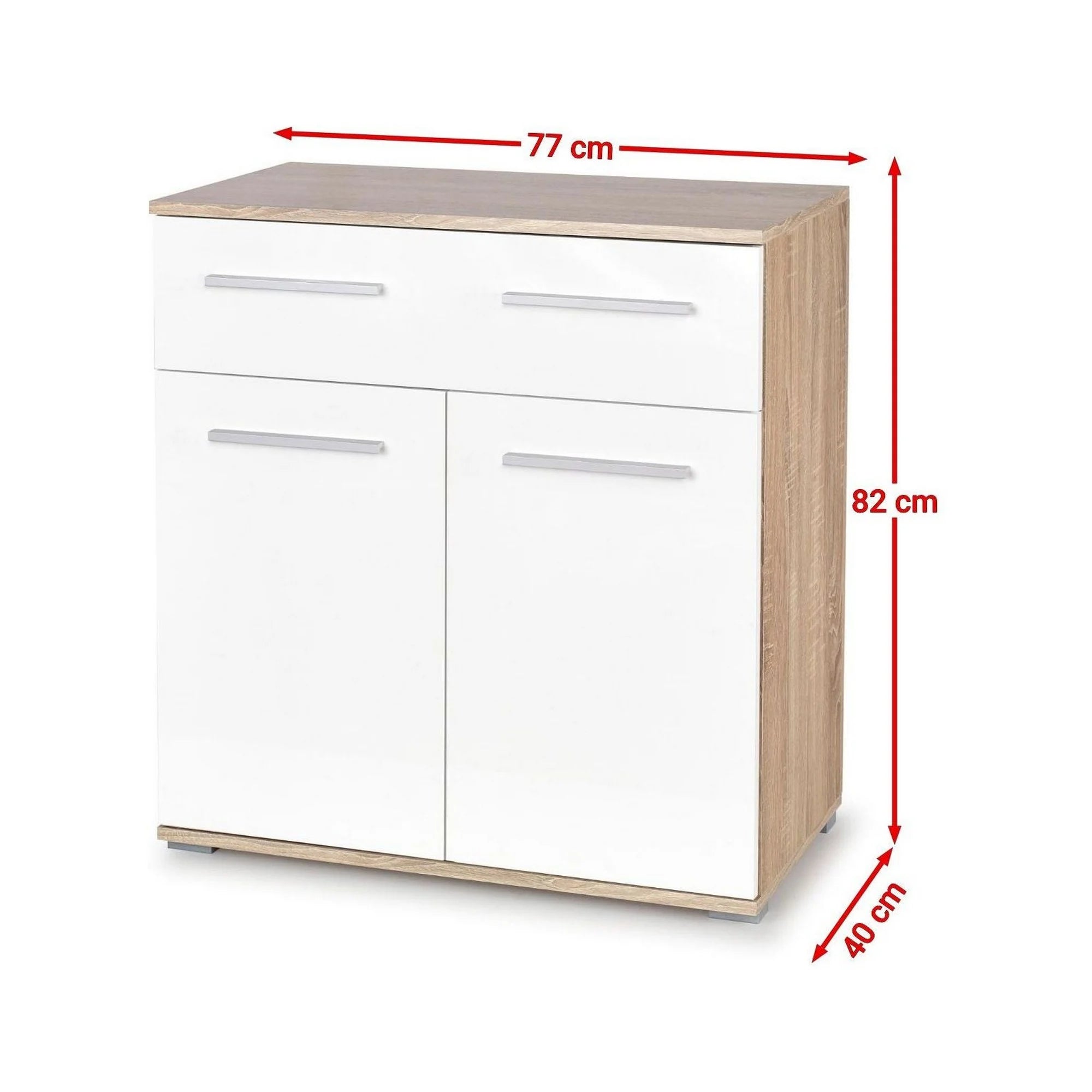 Comoda LIMA KM1, alb/stejar sonoma, PAL, 77x40x82 cm