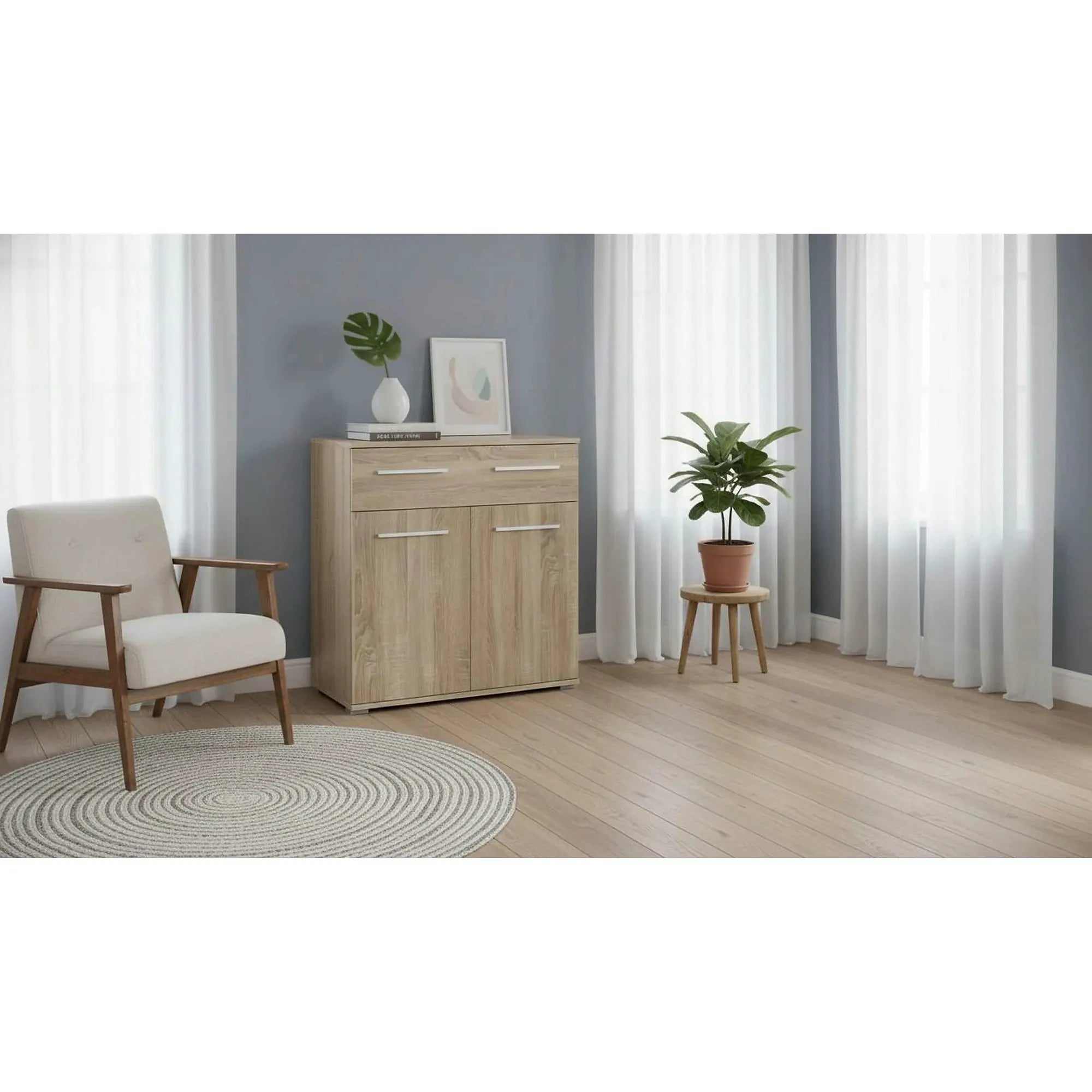 Comoda Lima KM1, stejar sonoma, PAL, 77x40x82 cm