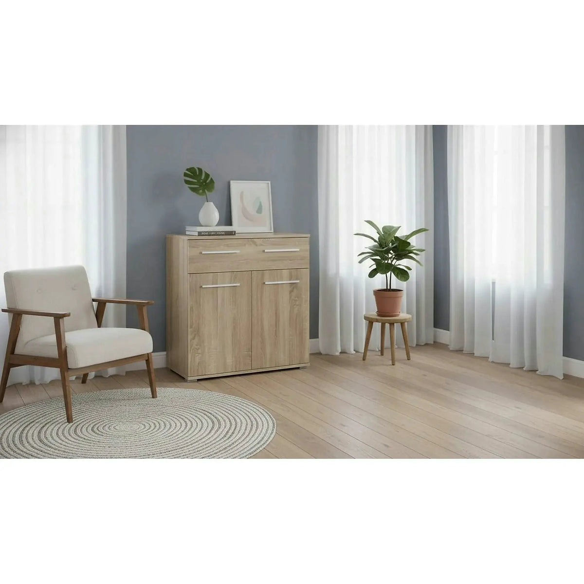 Comoda Lima KM1, stejar sonoma, PAL, 77x40x82 cm