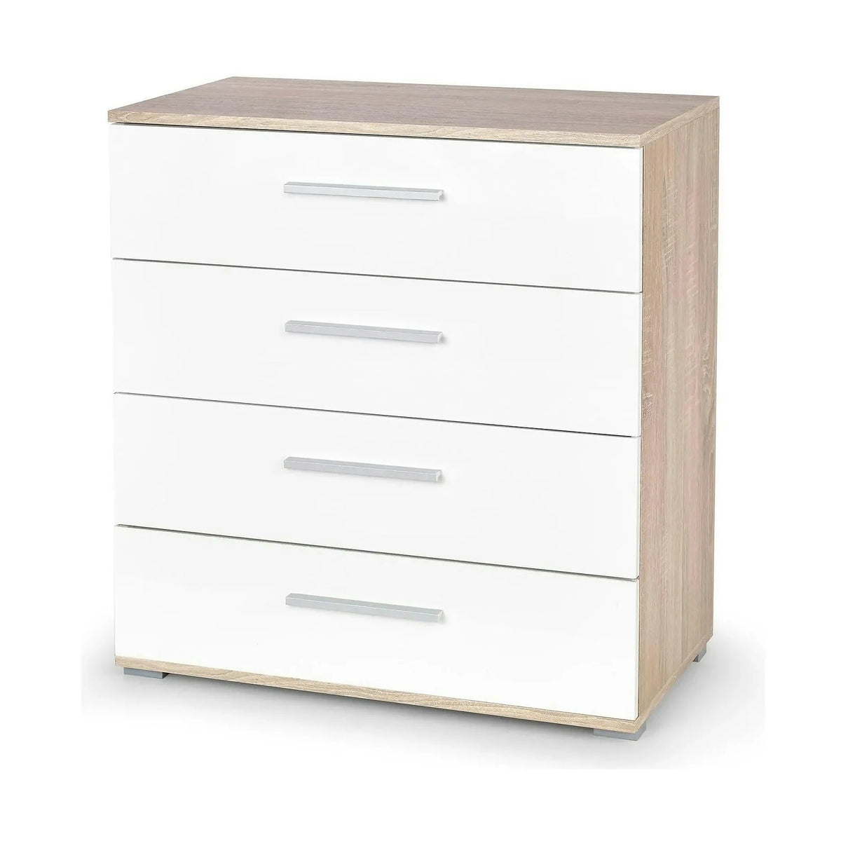 Comoda LIMA KM3, alb/stejar sonoma, PAL, 77x40x82 cm