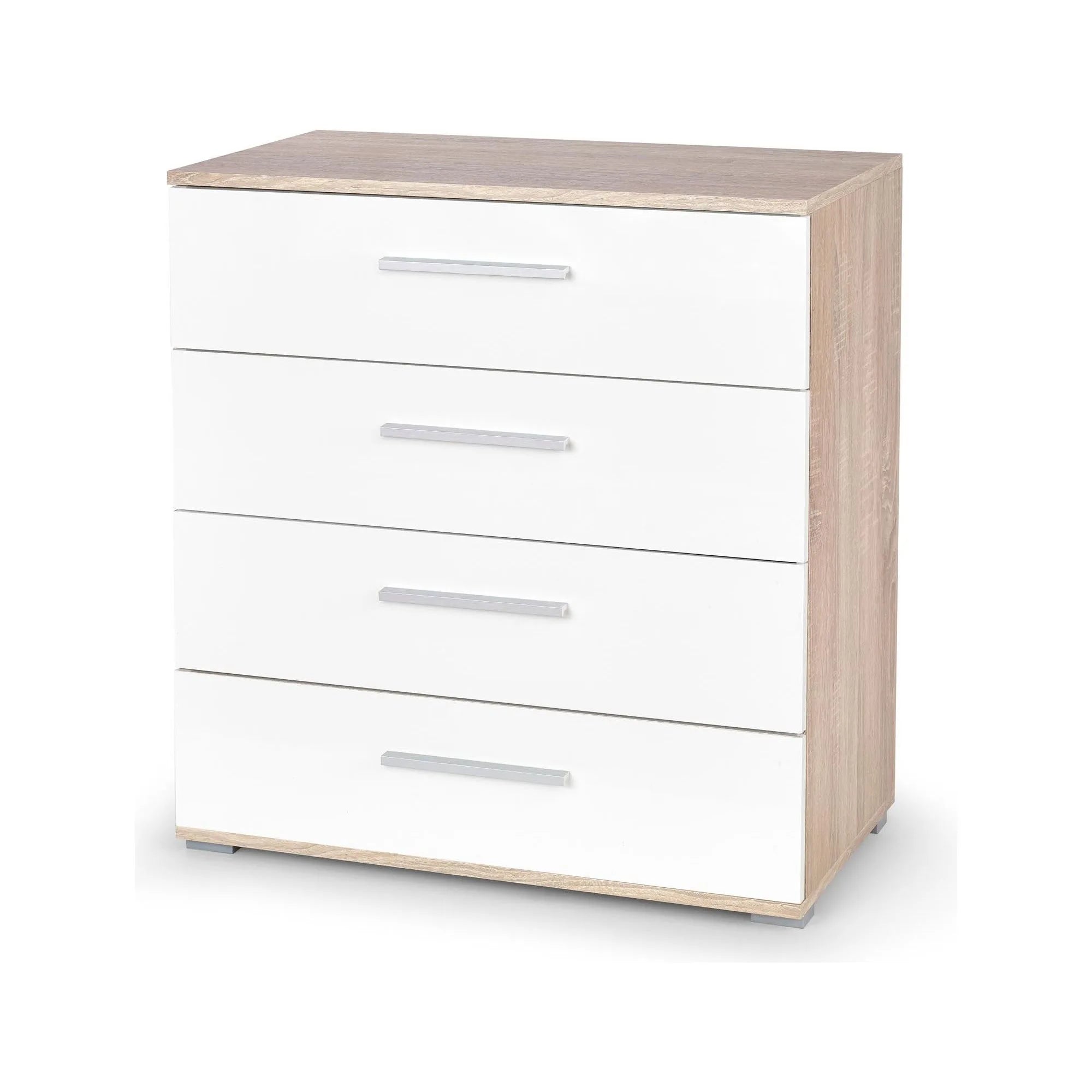Comoda LIMA KM3, alb/stejar sonoma, PAL, 77x40x82 cm