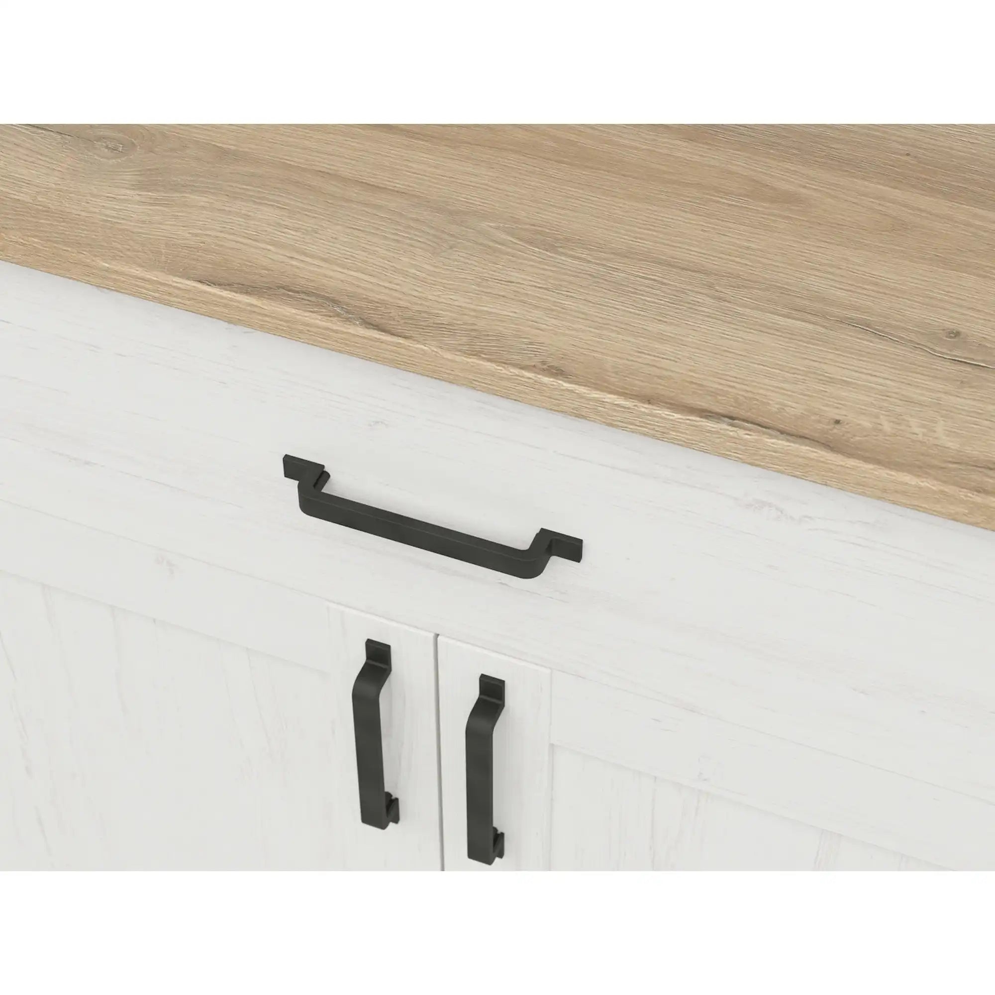 Comoda LOKSA, pin alb/stejar grandson, PAL laminat, 102x38x99 cm