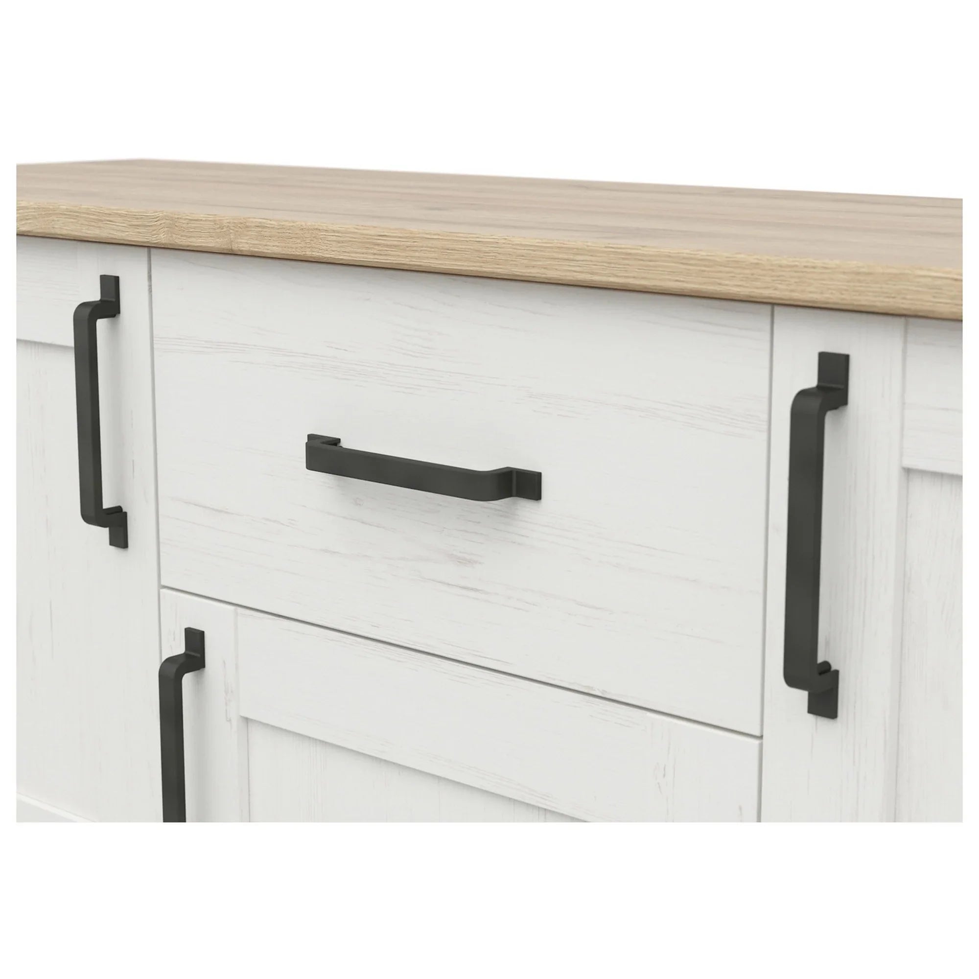 Comoda LOKSA, pin alb/stejar grandson, PAL laminat, 148x43x99 cm