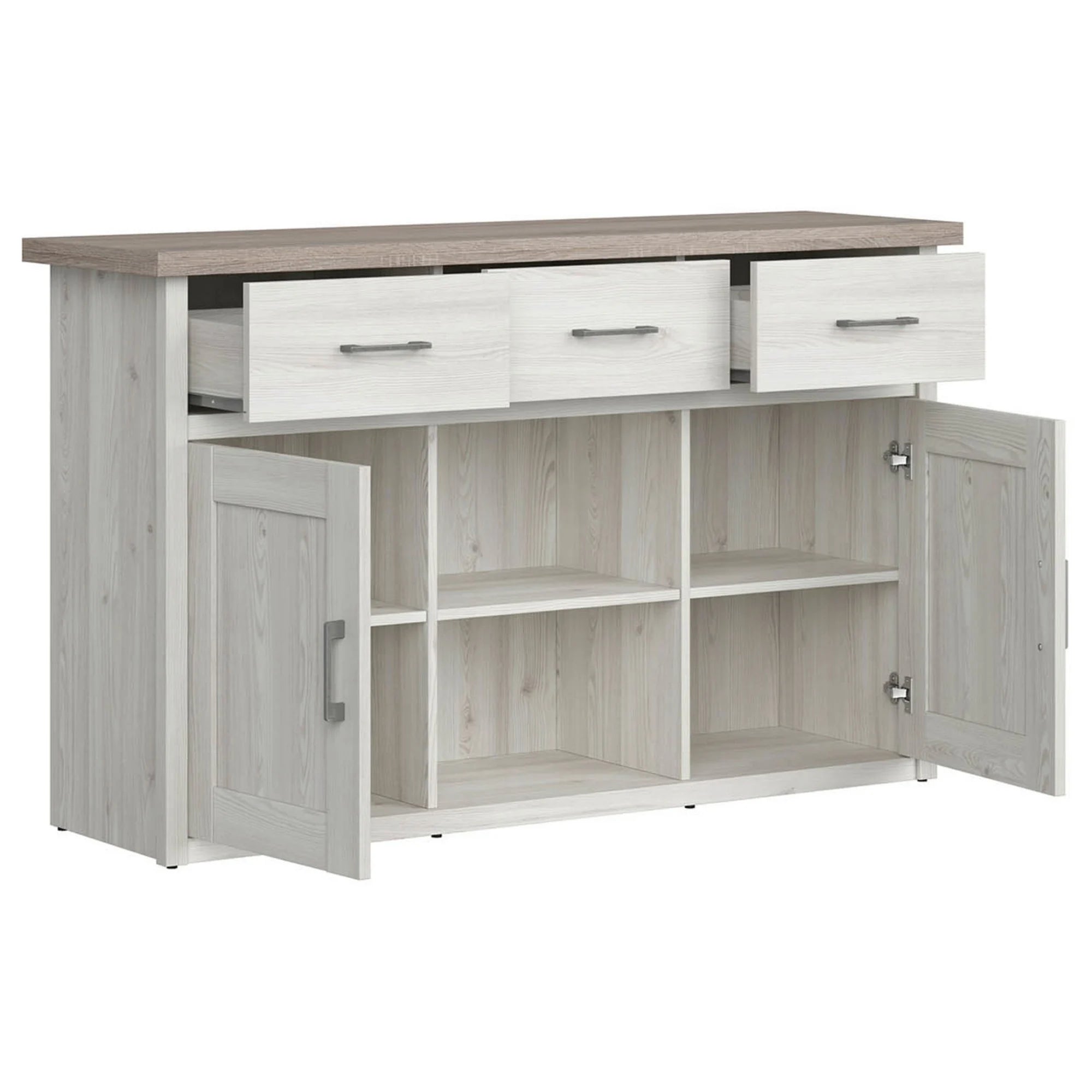 Comoda LUCA JUZI, zada sibiu deschis/stejar sonoma, PAL laminat, 148x43x90 cm