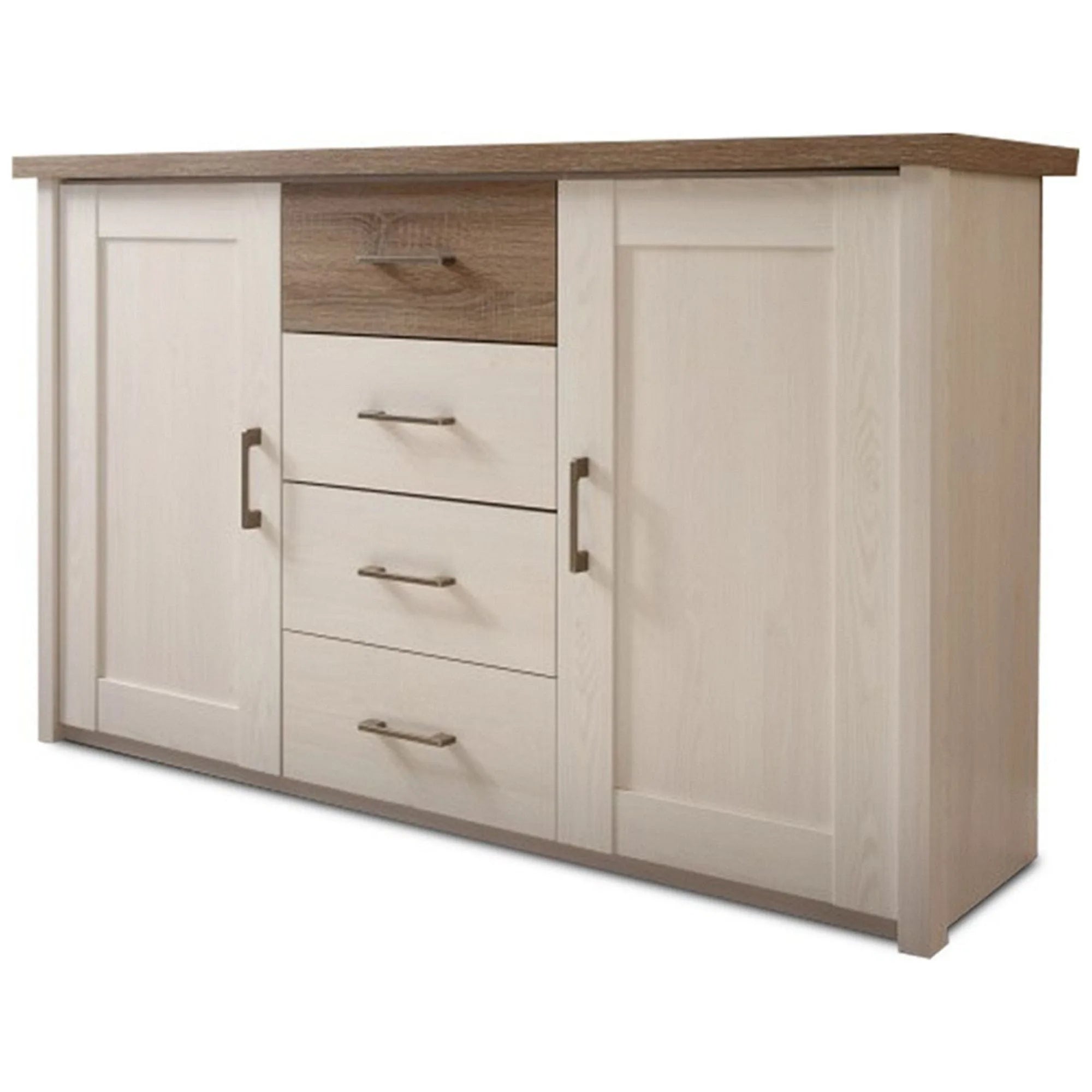 Comoda LUMERA, stejar trufa/pin alb, DTD laminat, 150x42x90 cm