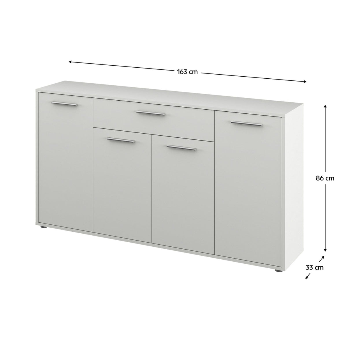 Comoda LUNIA, alb, 163x33x86 cm