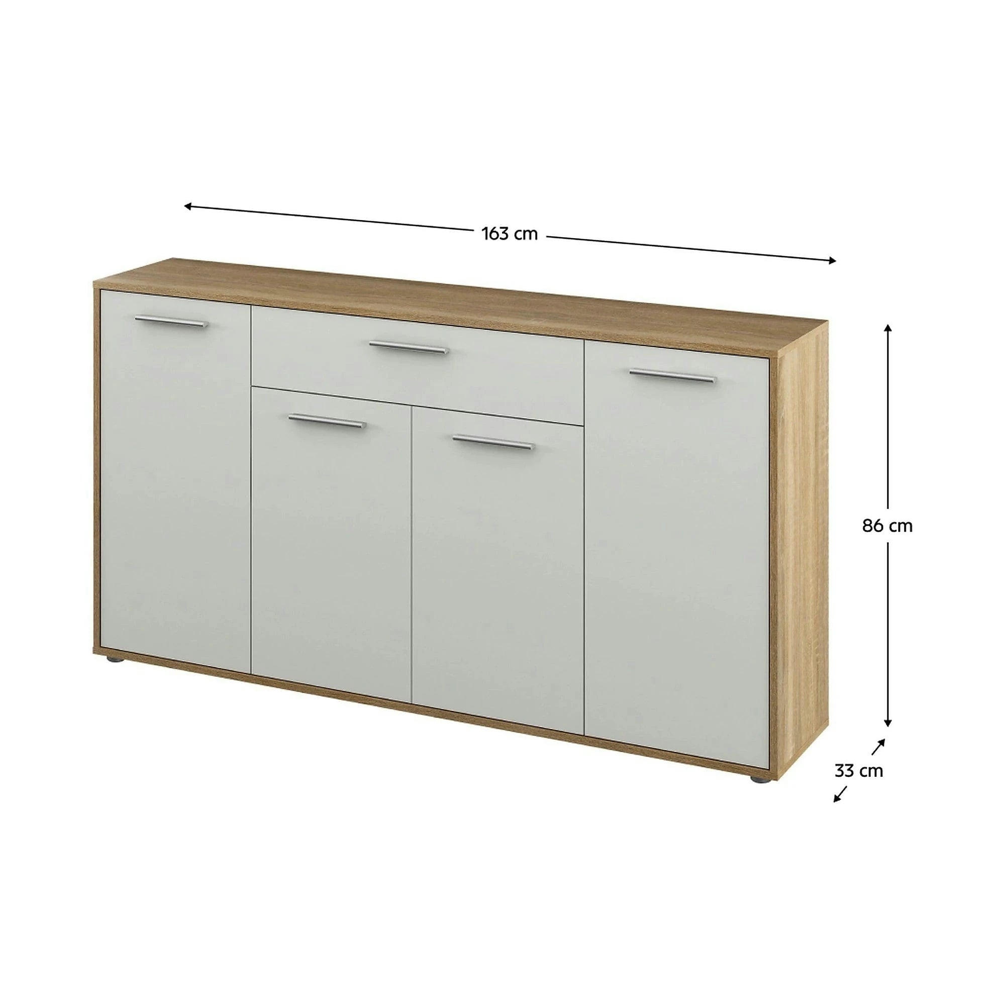 Comoda LUNIA, alb/stejar sonoma, 163x33x86 cm