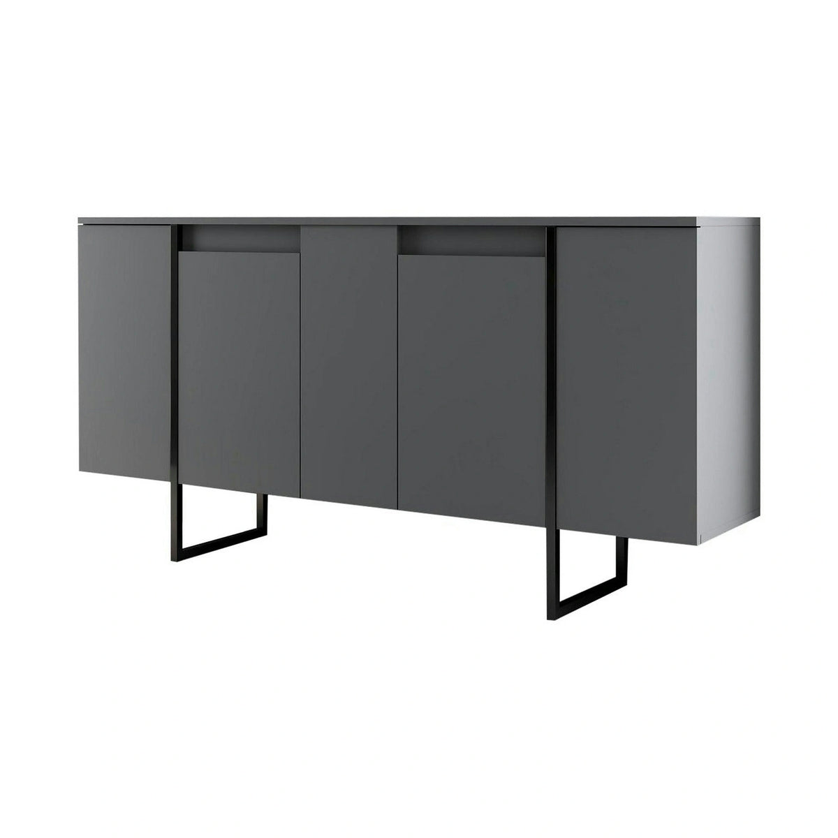 Comoda LUXE, gri antracit/negru, PAL melaminat, 160x35x80 cm