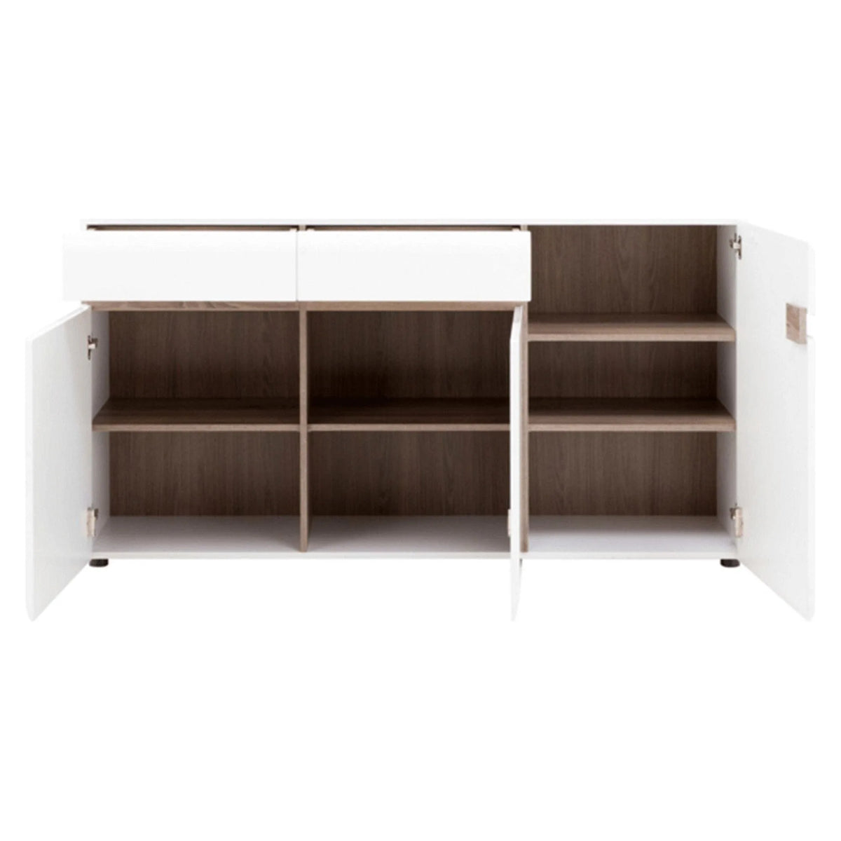 Comoda LYNATET TYP 40, PAL laminat, alb lucios/stejar sonoma truflu, 164x86,5x42 cm