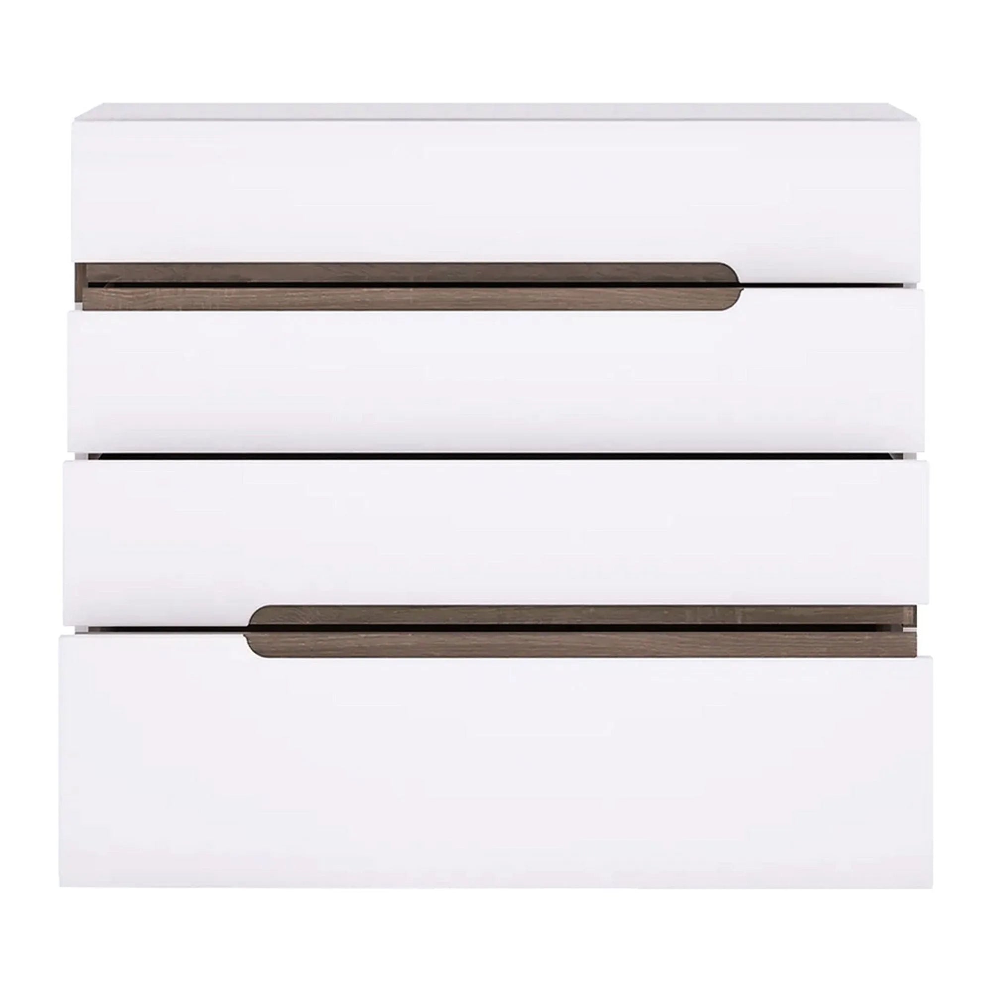 Comoda LYNATET TYP 44, alb lucios/stejar sonoma, PAL melaminat, 96x43x87 cm