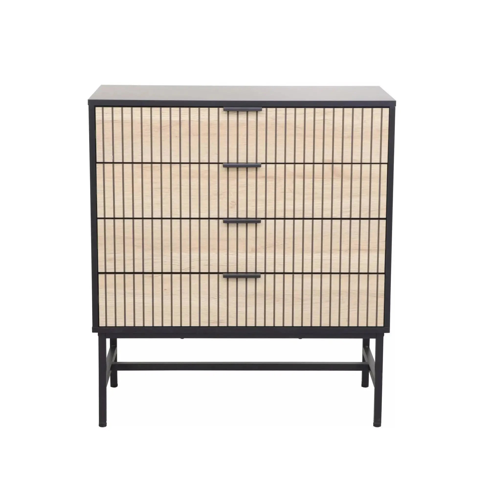 Comoda MAGO K2, negru/stejar, PAL/metal, 80x40x90 cm