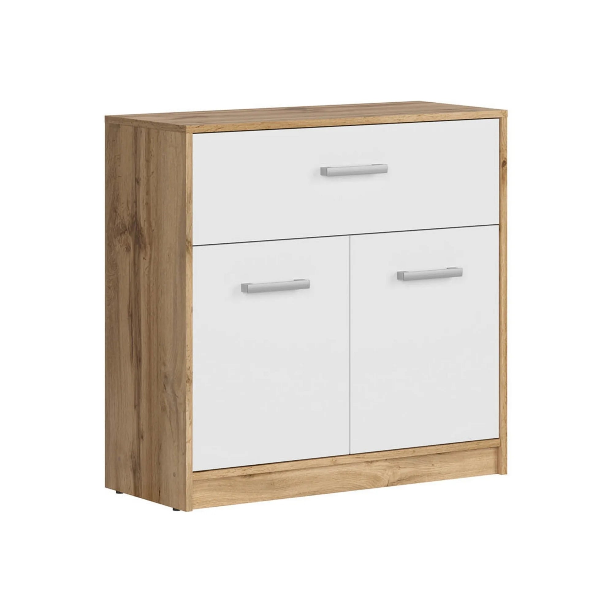 Comoda MATOS, stejar wotan/alb, PAL, 80x34x79 cm