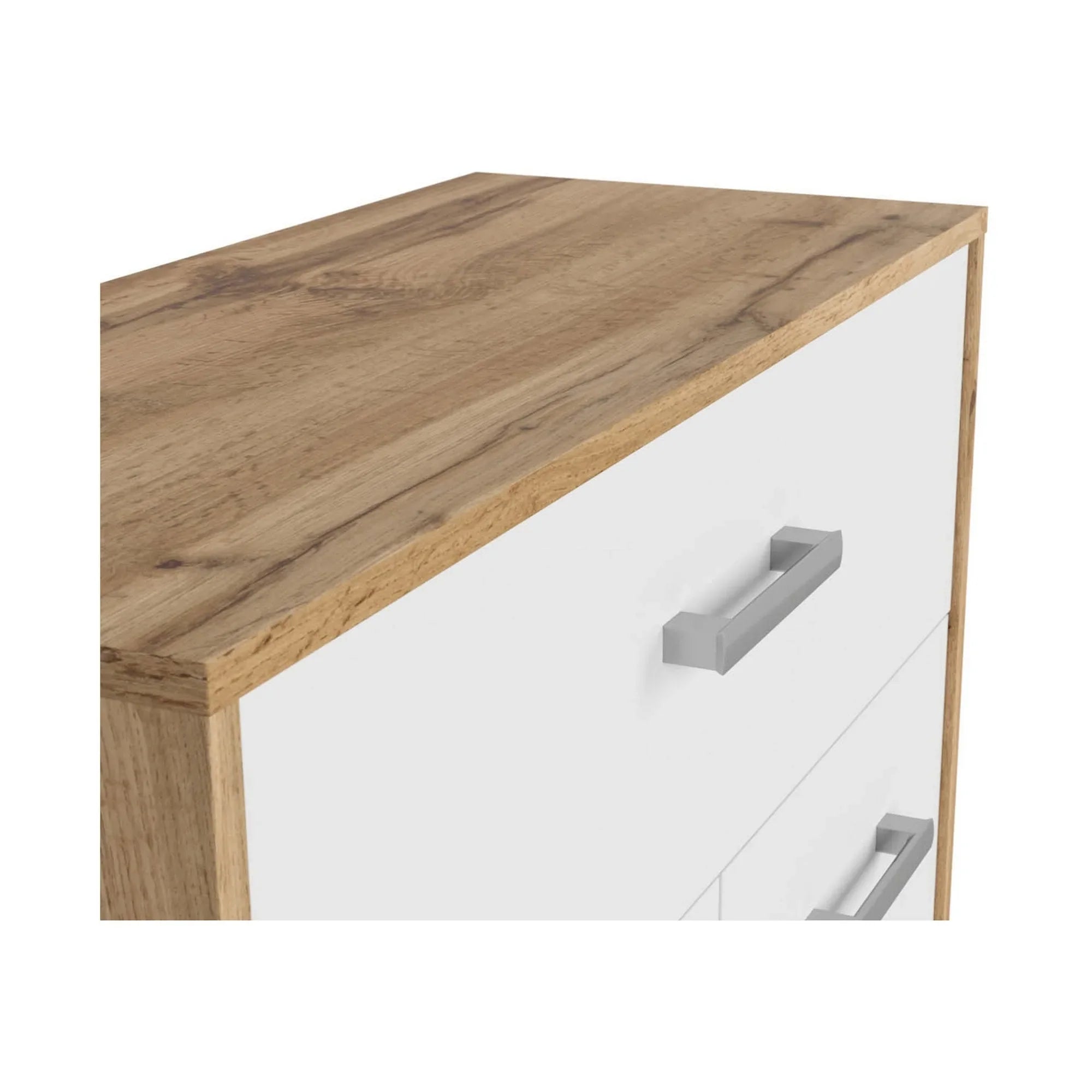 Comoda MATOS, stejar wotan/alb, PAL, 80x34x79 cm