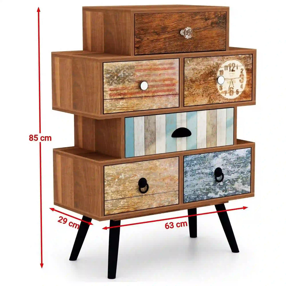 Comoda MEZO KM2, multicolor, PAL/metal, 63x29x85 cm