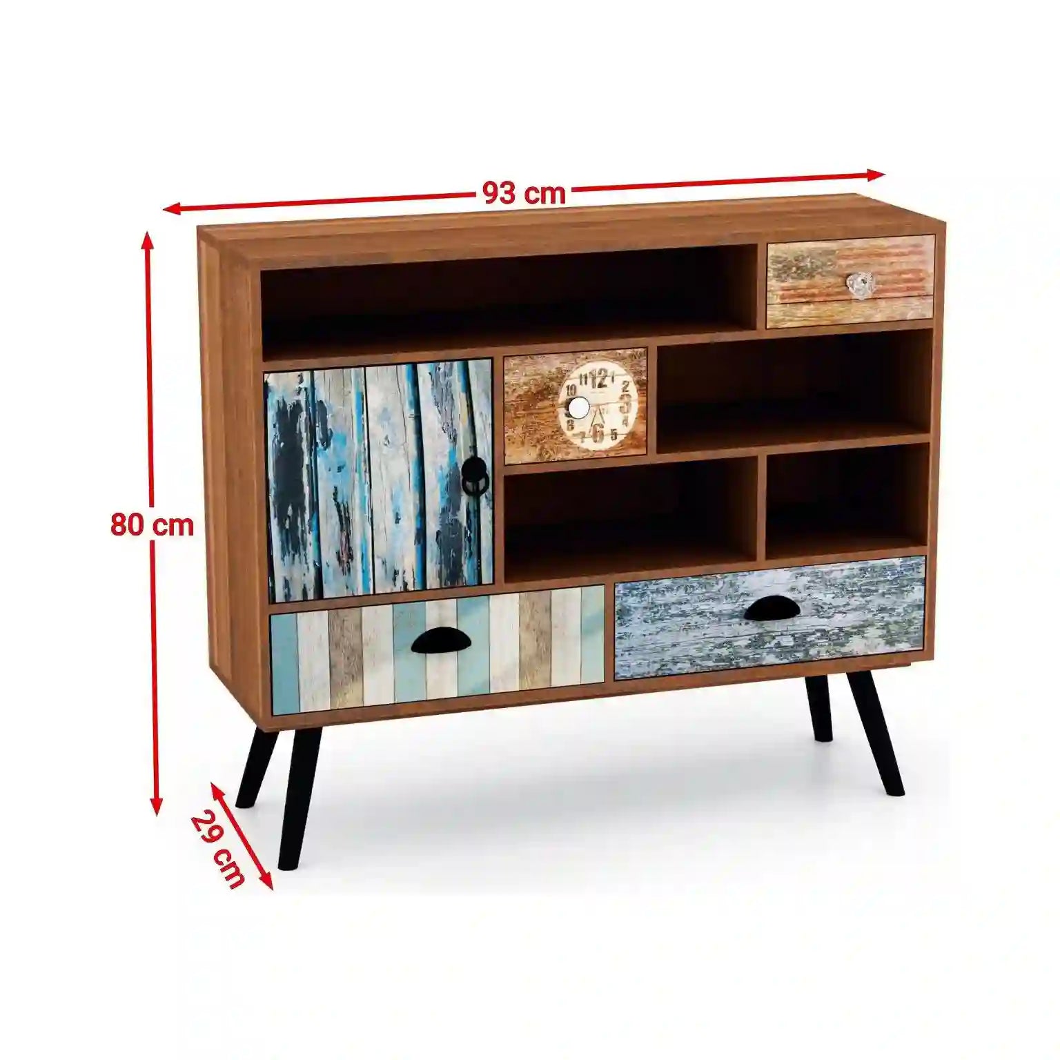 Comoda MEZO KM3, multicolor, PAL/metal, 93x29x80 cm