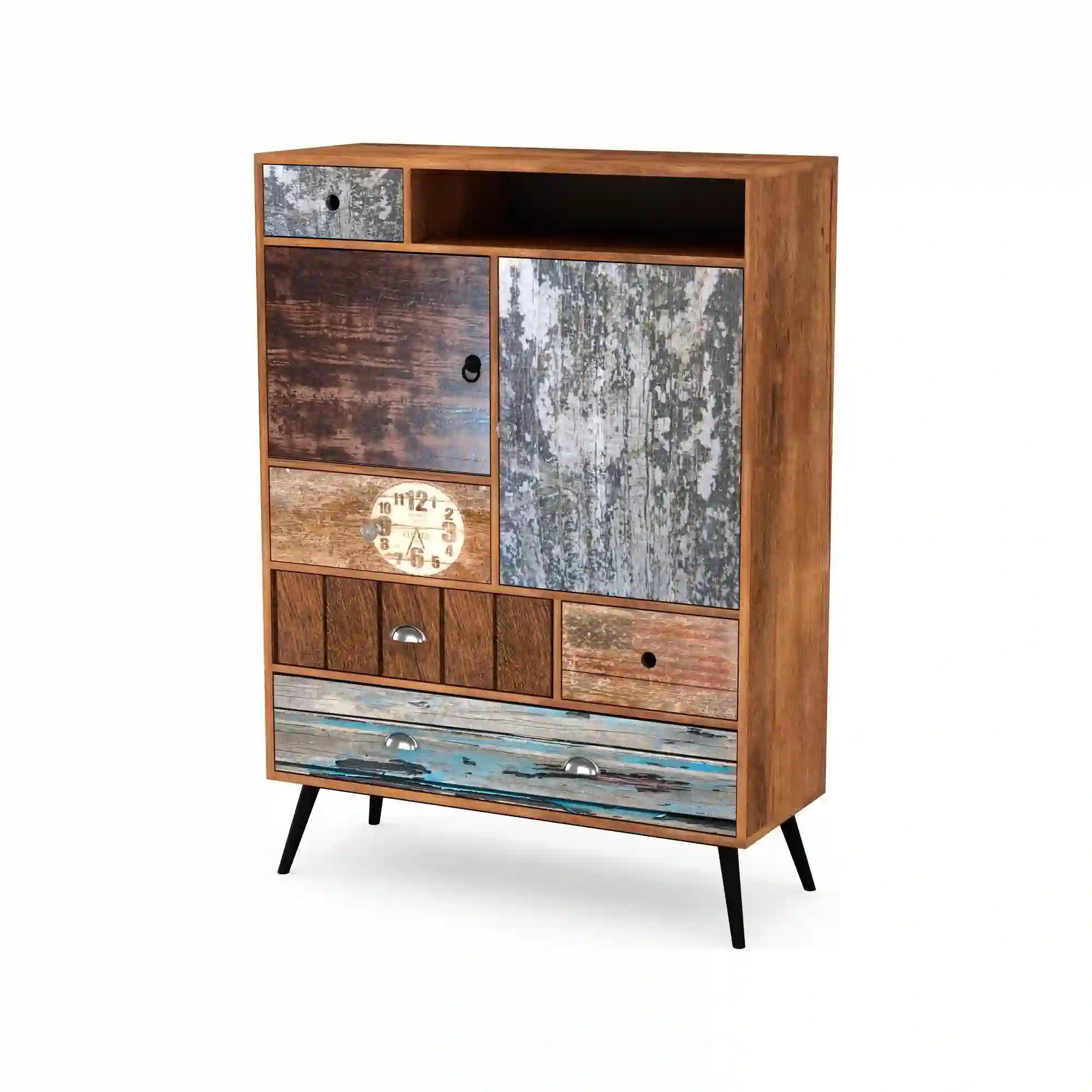 Comoda MEZO KM4, multicolor, PAL/otel, 100x29x140 cm