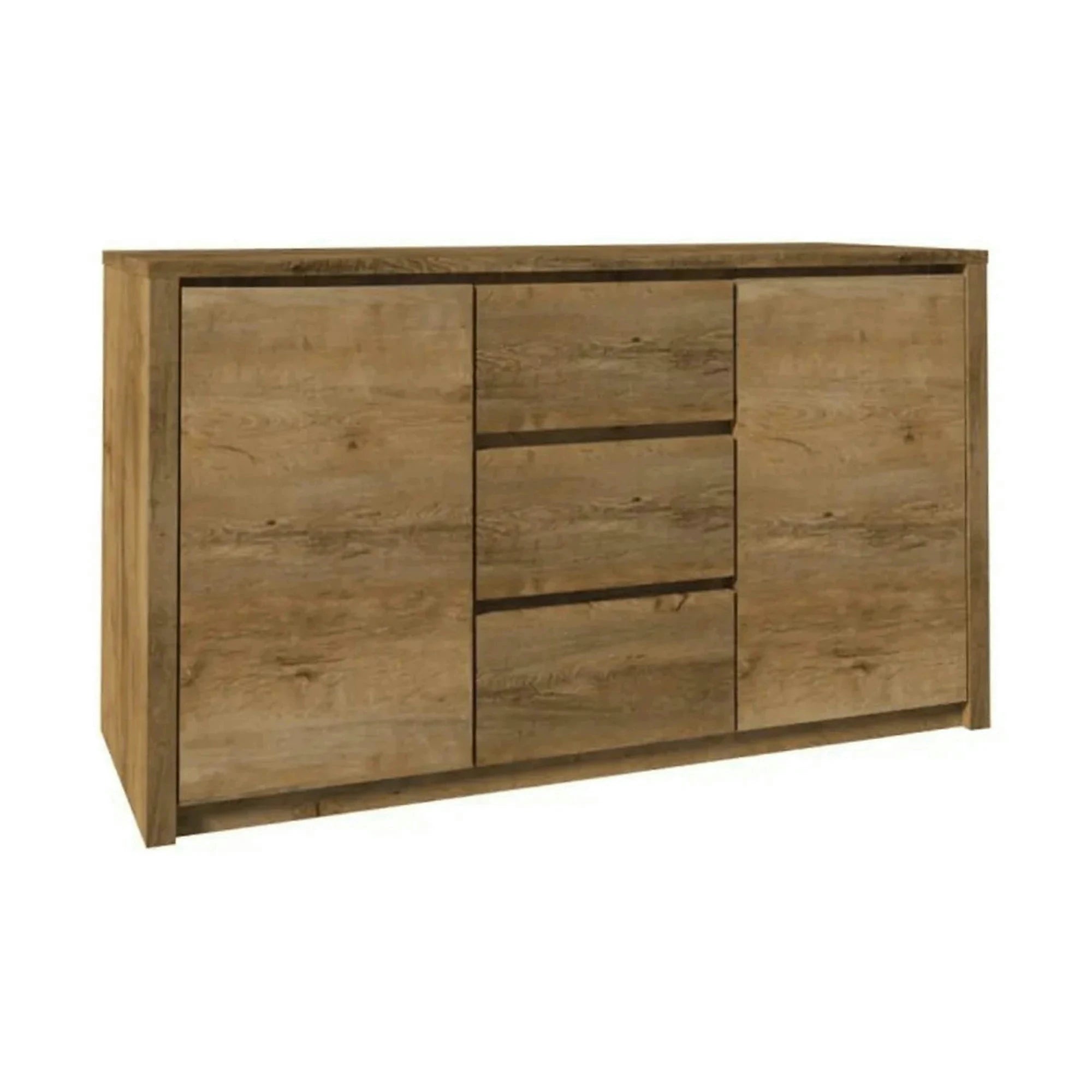 Comoda MONTANA K2DP, stejar lefkas inchis, PAL melaminat, 140x43x80 cm