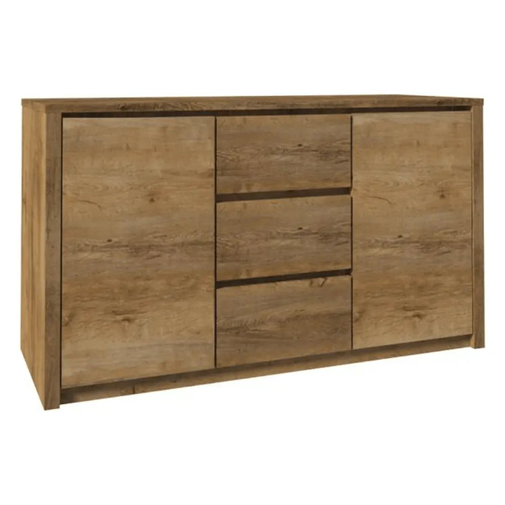 Comoda MONTANA K2DP, stejar lefkas inchis, PAL melaminat, 140x43x80 cm