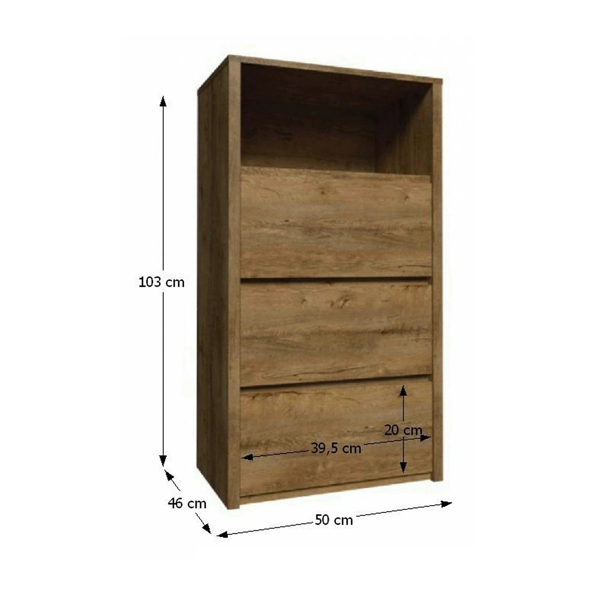 Comoda MONTANA KS3, stejar lefkas inchis, PAL melaminat, 50x46x103 cm