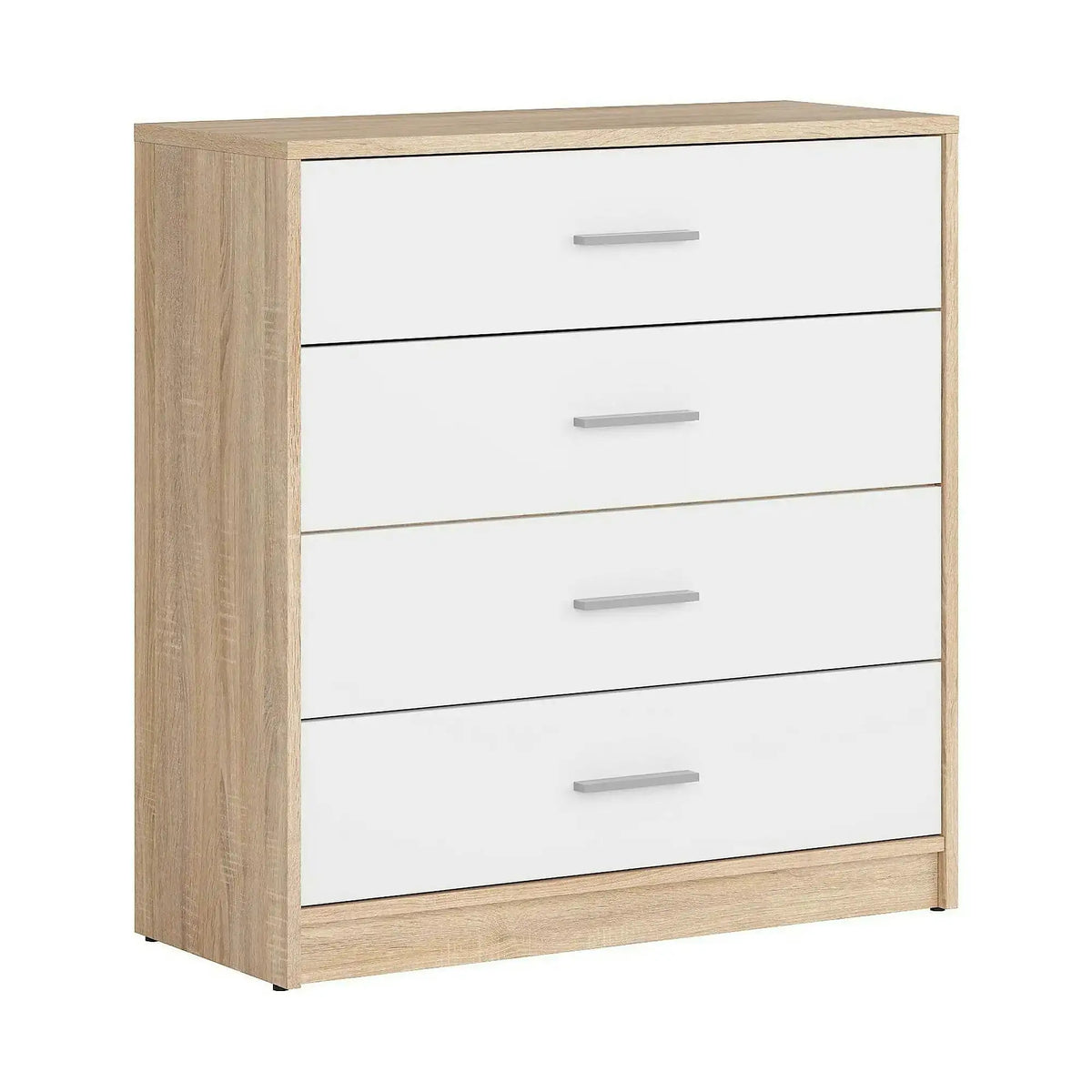 Comoda NEPO PLUS, alb/stejar sonoma, PAL laminat, 80x34x84 cm