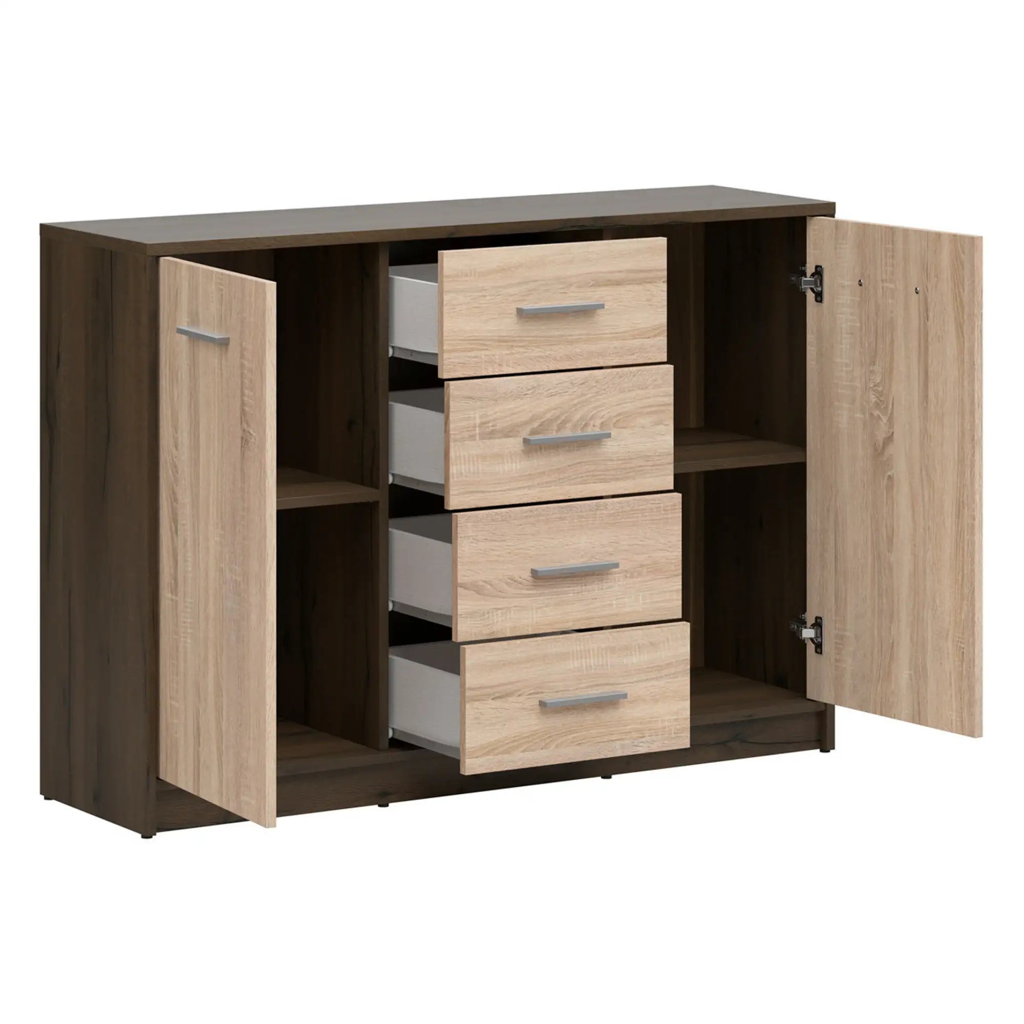 Comoda NEPO PLUS, stejar nobil/stejar sonoma, PAL laminat, 119x34x84 cm