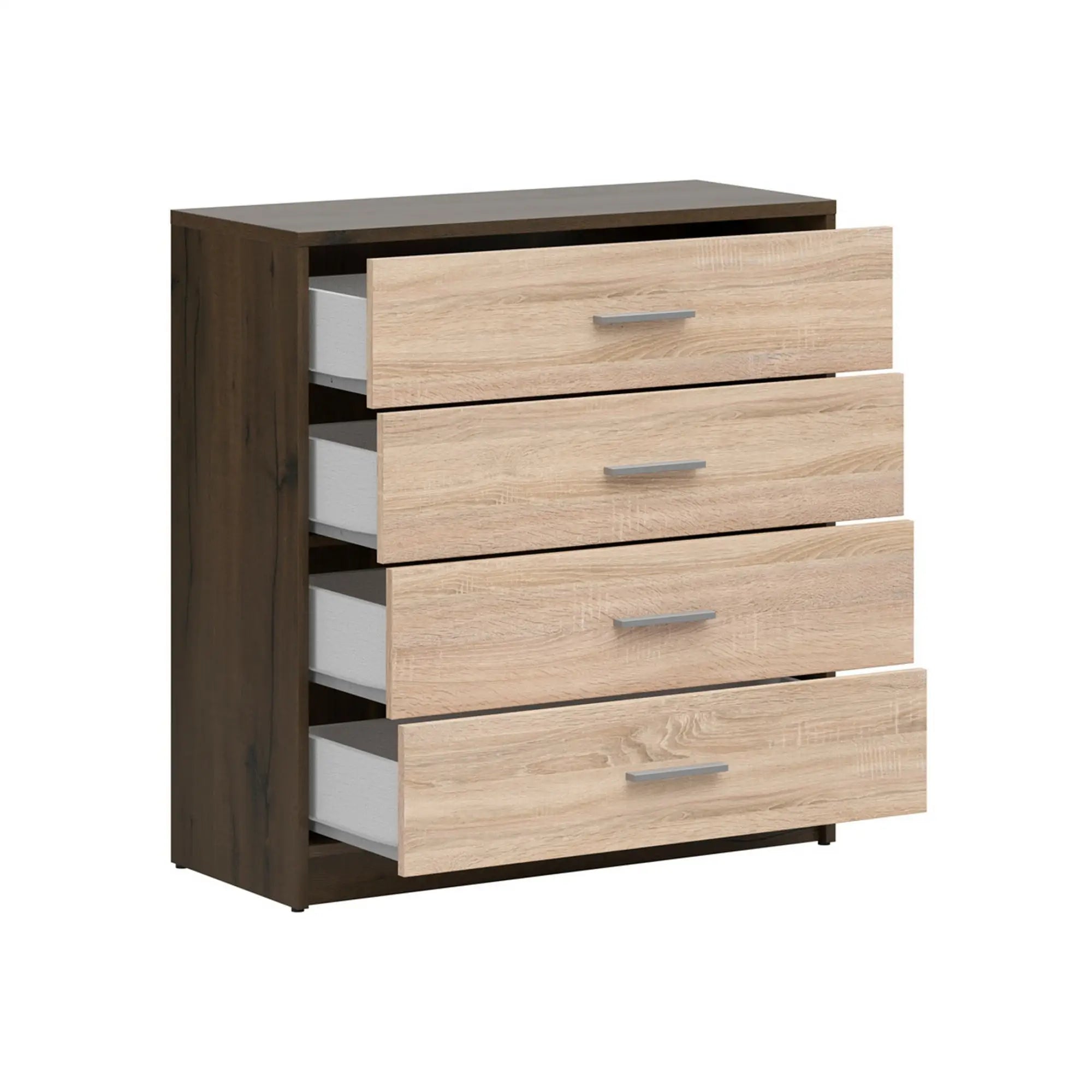 Comoda NEPO PLUS, stejar nobil/stejar sonoma, PAL laminat, cu 4 sertare, 80x34x84 cm