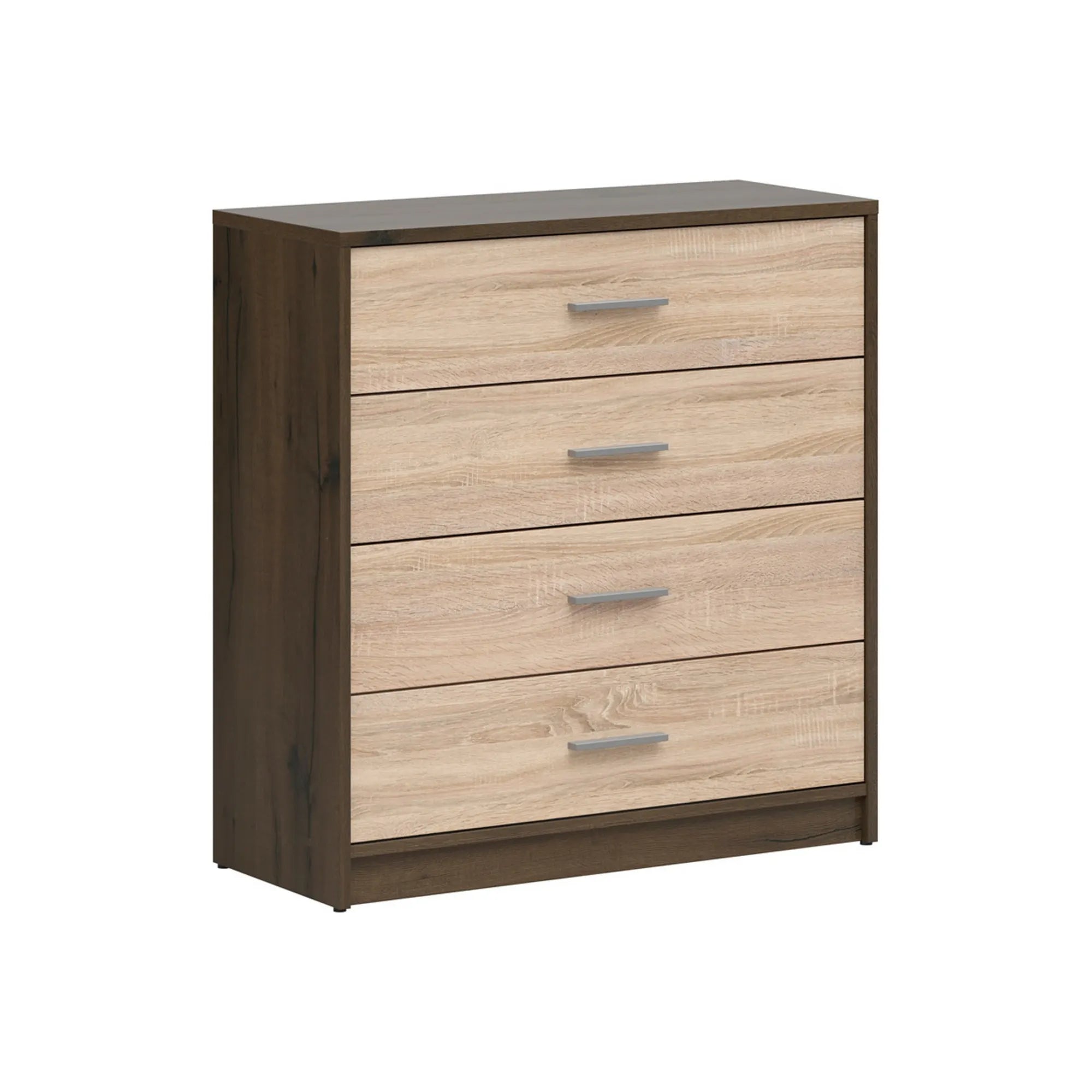 Comoda NEPO PLUS, stejar nobil/stejar sonoma, PAL laminat, cu 4 sertare, 80x34x84 cm