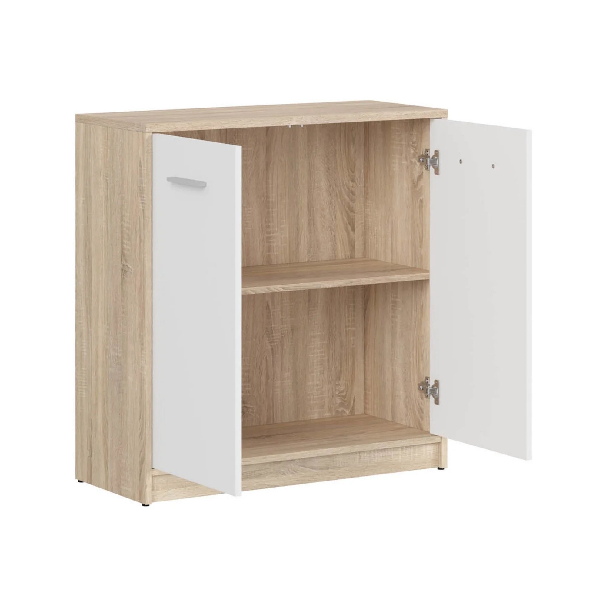 Comoda NEPO PLUS, stejar sonoma/alb, PAL laminat, 80x34x84 cm