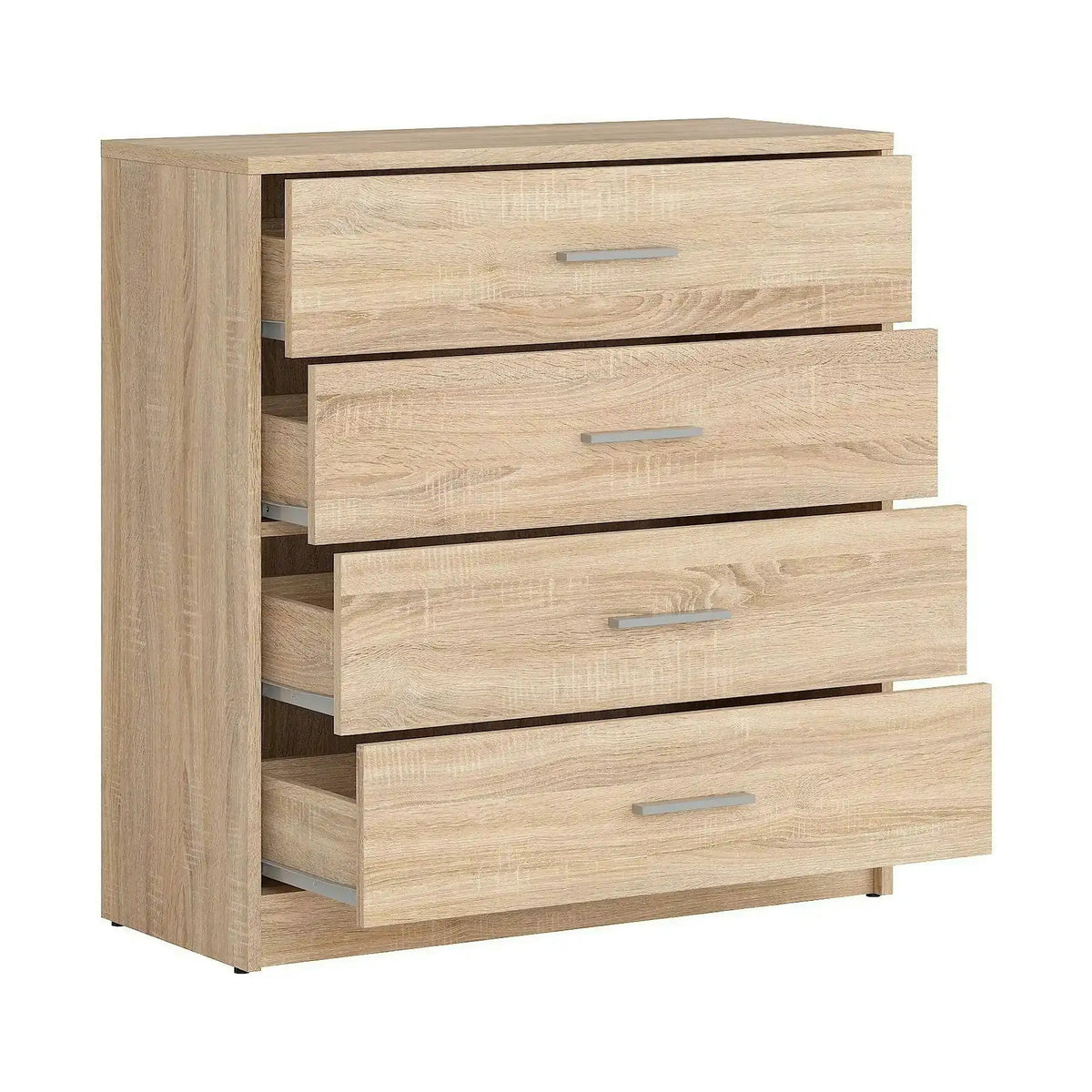 Comoda NEPO PLUS, stejar sonoma, PAL laminat, cu 4 sertare, 80x34x84 cm