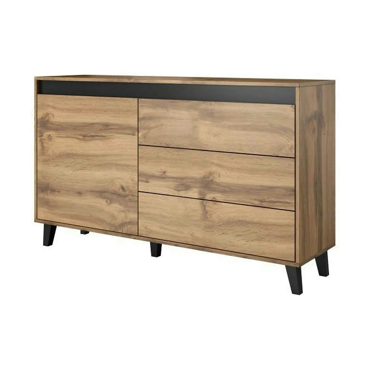 Comoda NORD, stejar wotan/gri antracit, PAL laminat, 138x38x83 cm