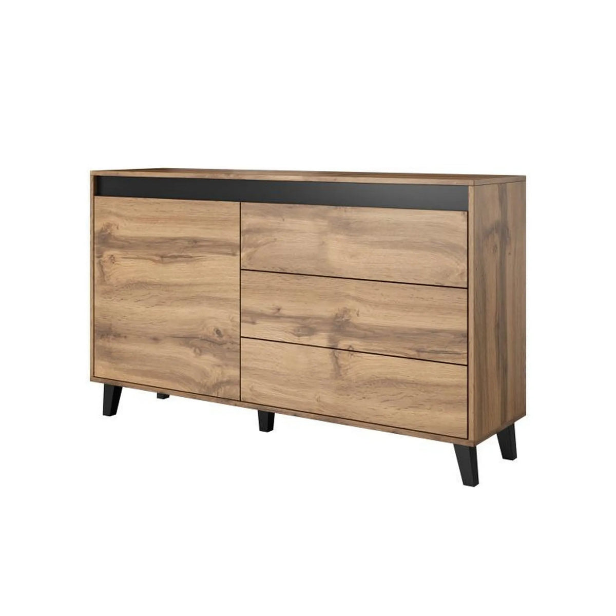 Comoda NORD, stejar wotan/gri antracit, PAL laminat, 138x38x83 cm