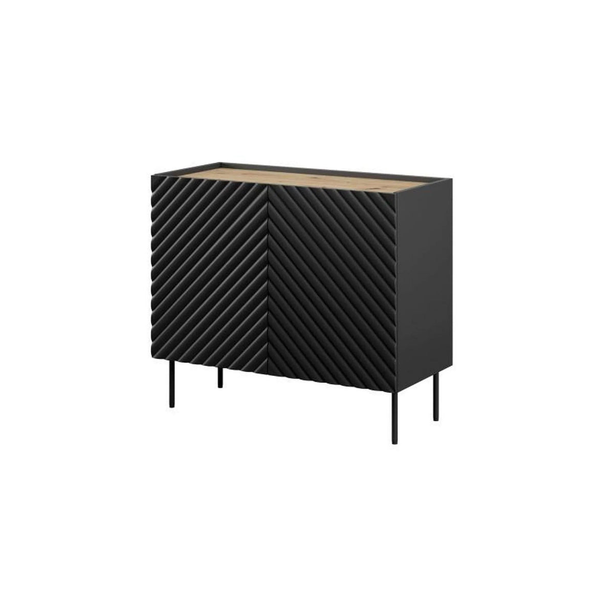 Comoda ONDA, negru/stejar, PAL laminat, 98x45x85 cm