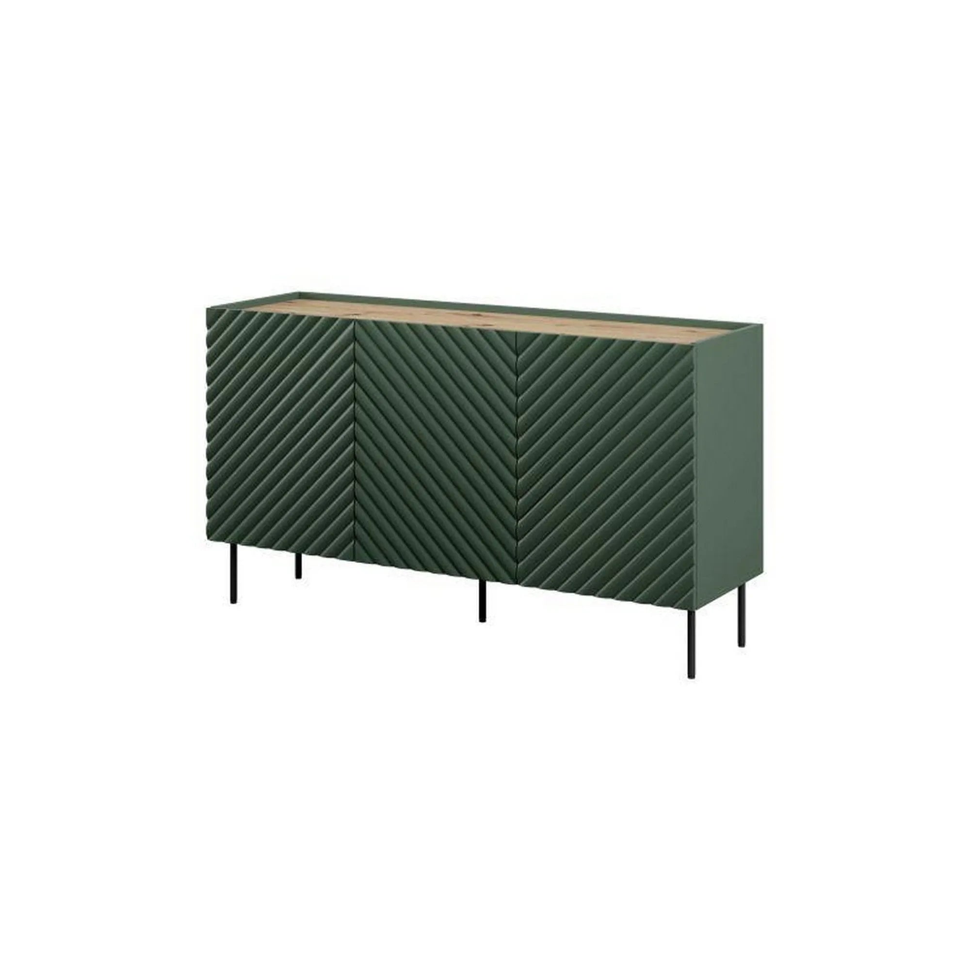 Comoda ONDA, verde inchis/stejar, PAL laminat, 150x45x85 cm
