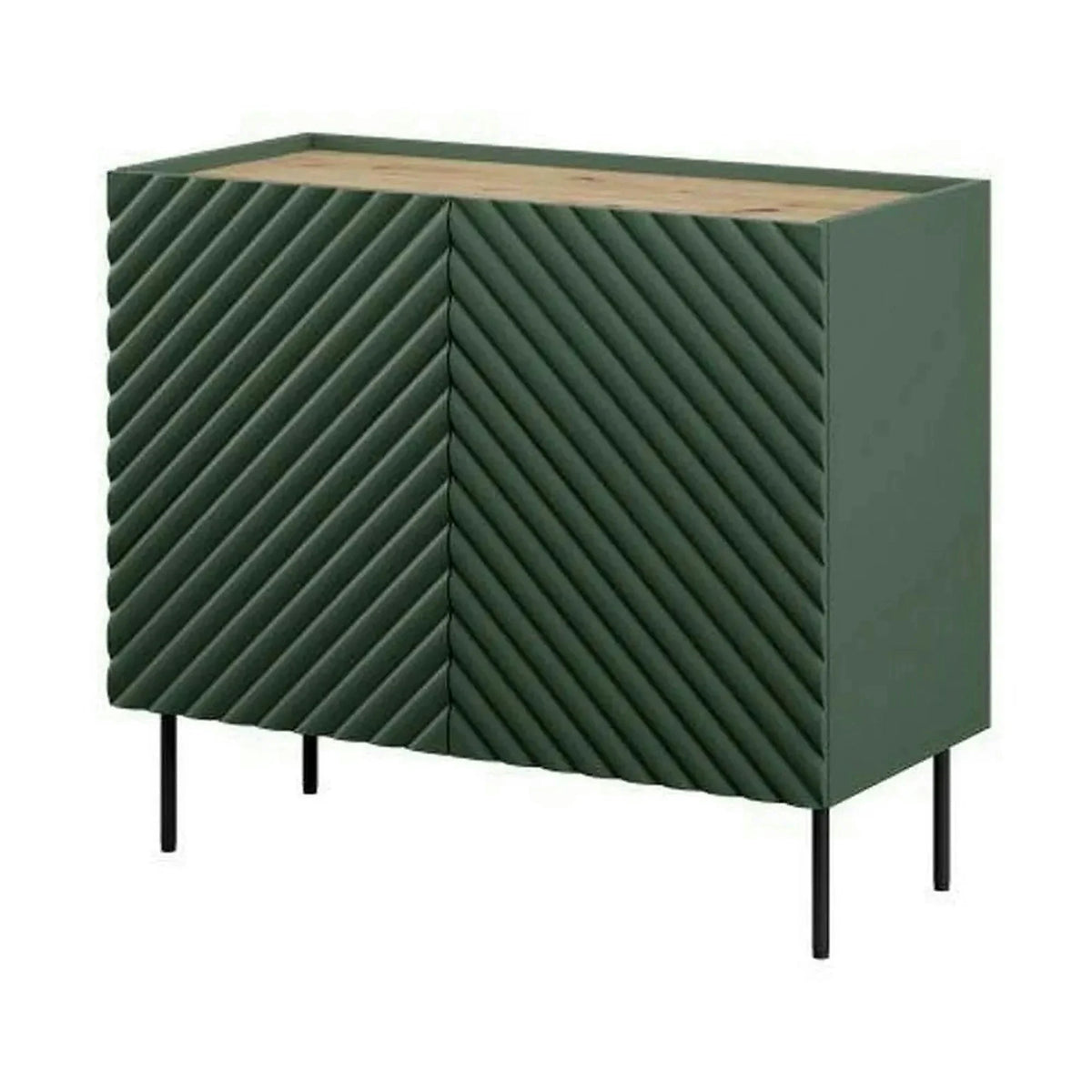Comoda ONDA, verde inchis/stejar, PAL laminat, 98x45x85 cm