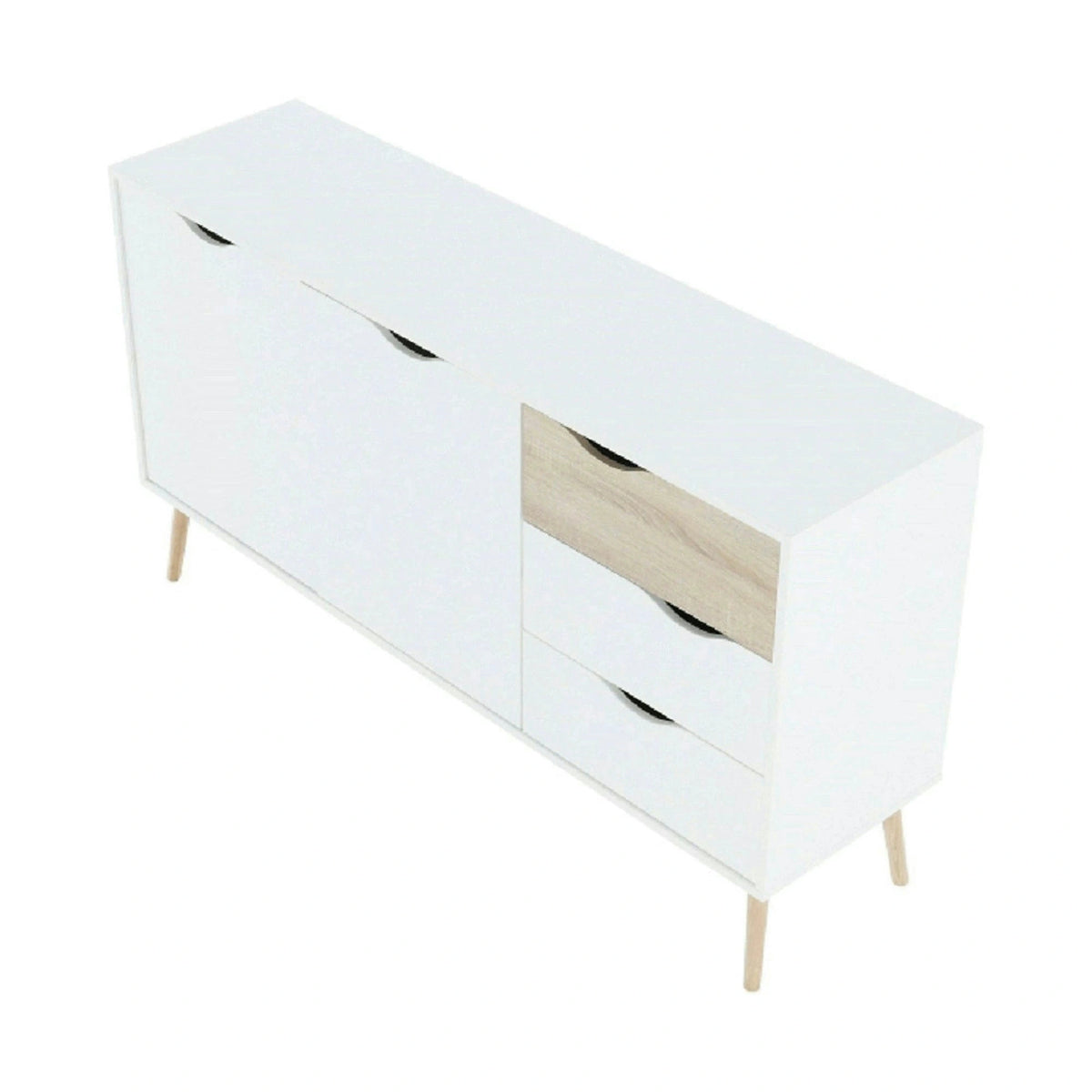 Comoda OSLO 75381, alb, stejar sonoma, PAL melaminat, 147x39x81 cm
