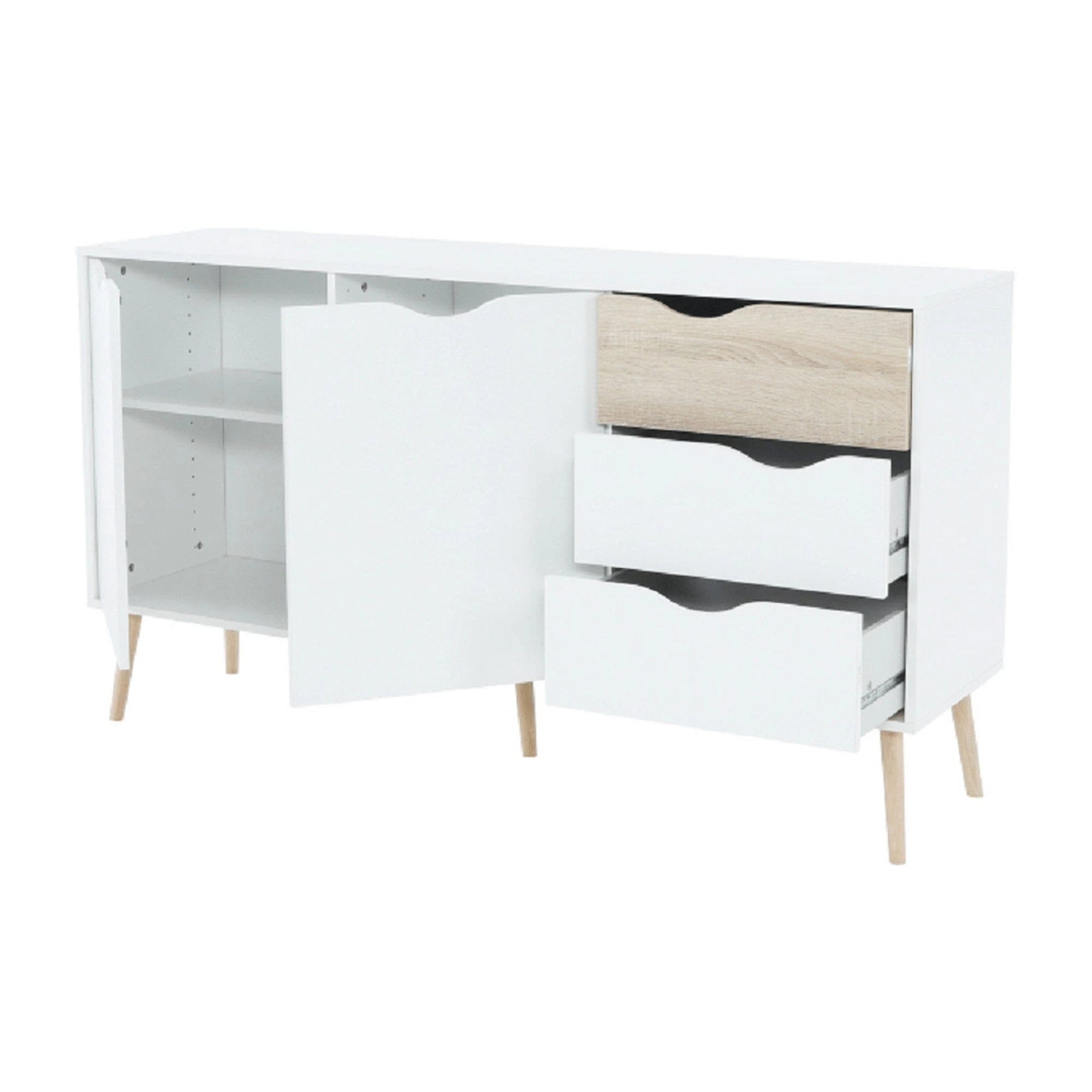 Comoda OSLO 75381, alb, stejar sonoma, PAL melaminat, 147x39x81 cm