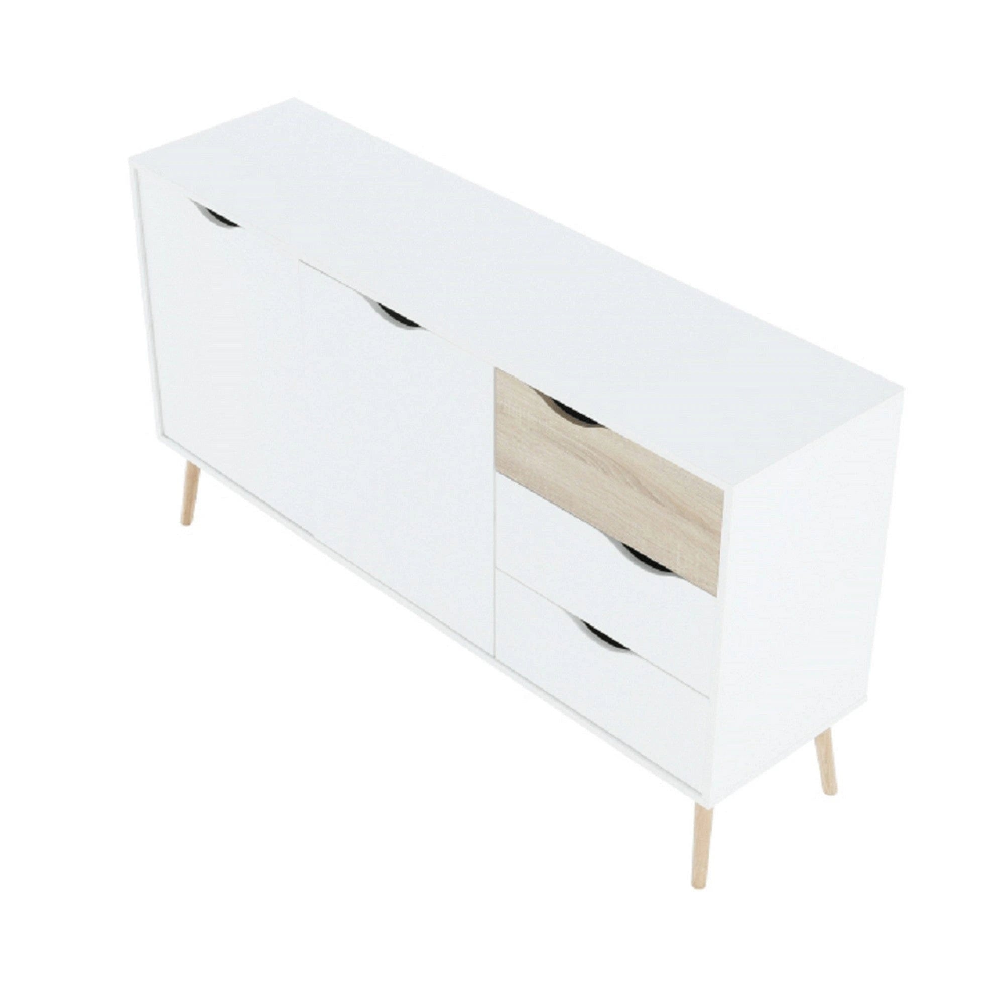 Comoda OSLO 75381, alb, stejar sonoma, PAL melaminat, 147x39x81 cm