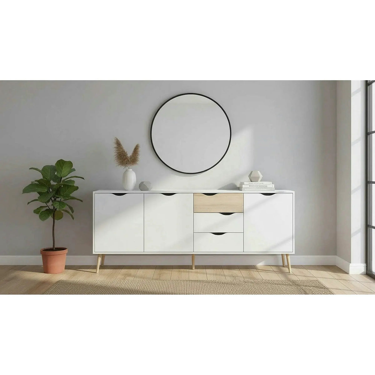 Comoda OSLO 75454, stejar sonoma/alb, DTD laminat, 196x39x82 cm