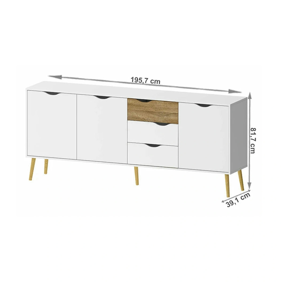 Comoda OSLO 75454, stejar sonoma/alb, DTD laminat, 196x39x82 cm