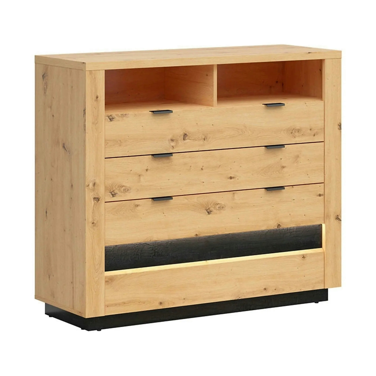 Comoda OSTIA, stejar artisan/negru, PAL, 117x42x101 cm