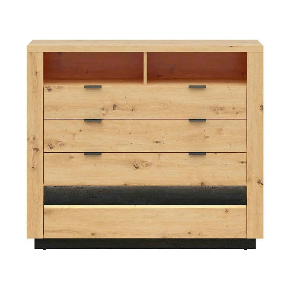 Comoda OSTIA, stejar artisan/negru, PAL, 117x42x101 cm
