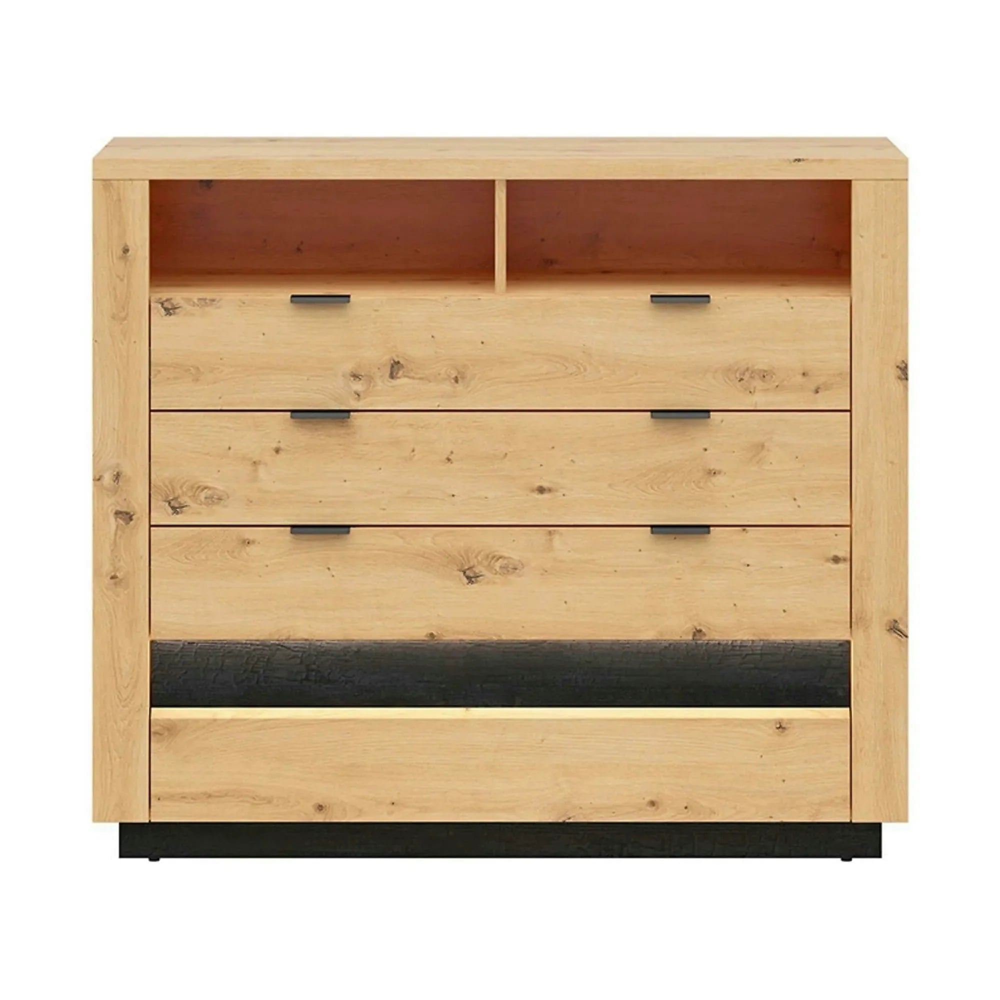 Comoda OSTIA, stejar artisan/negru, PAL, 117x42x101 cm