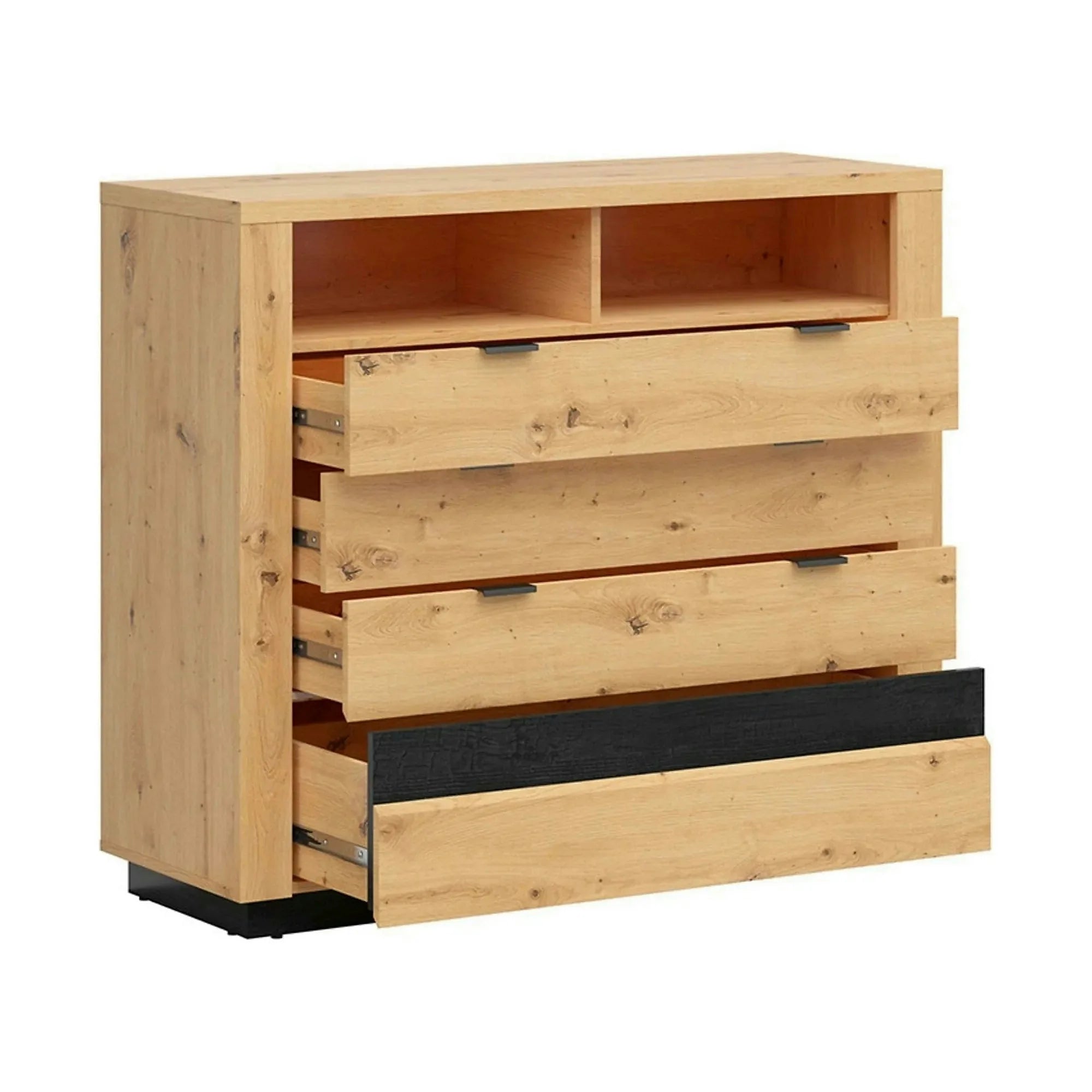 Comoda OSTIA, stejar artisan/negru, PAL, 117x42x101 cm