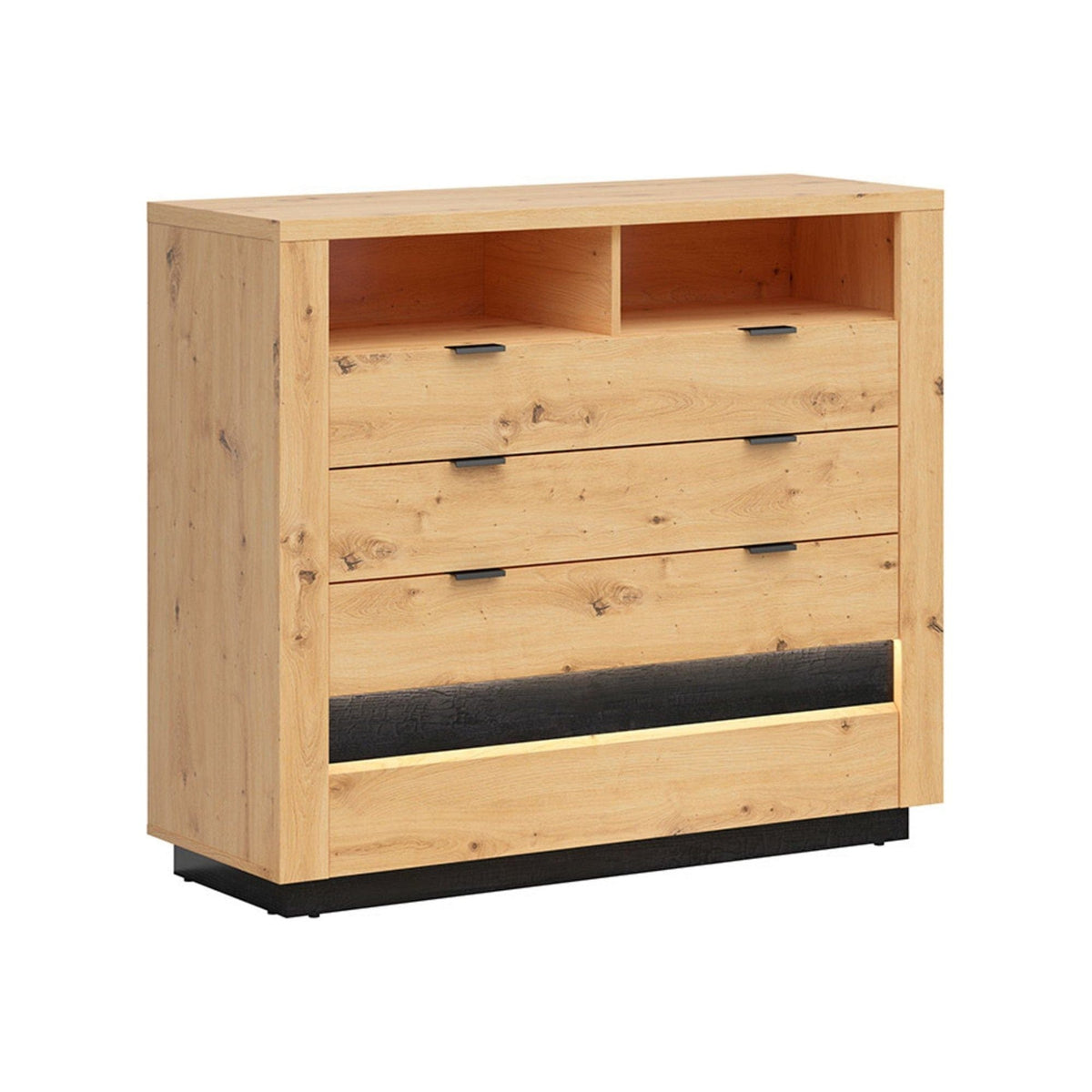 Comoda OSTIA, stejar artisan/negru, PAL, 117x42x101 cm